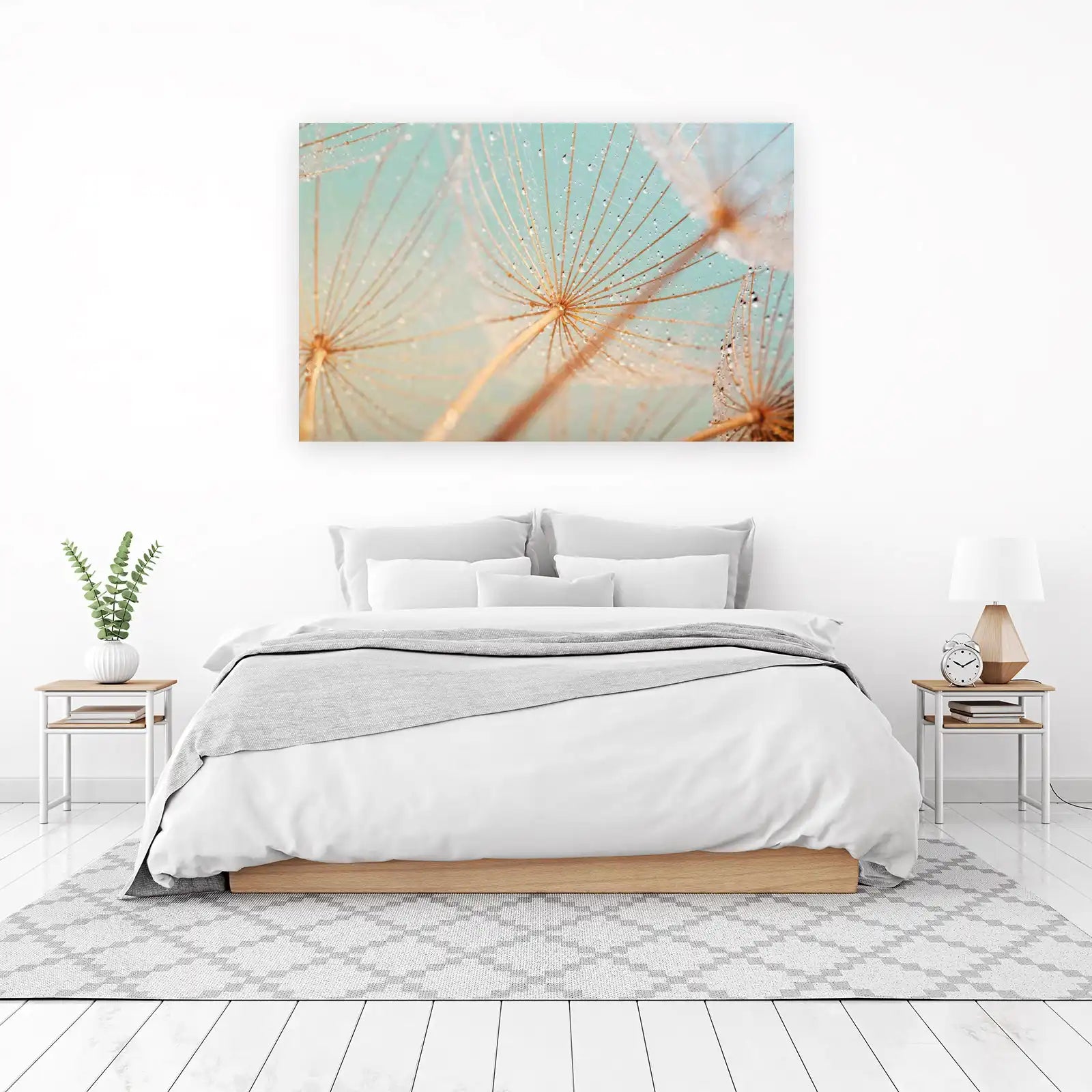 Dewy Dandelion Seeds Macro Wall Art