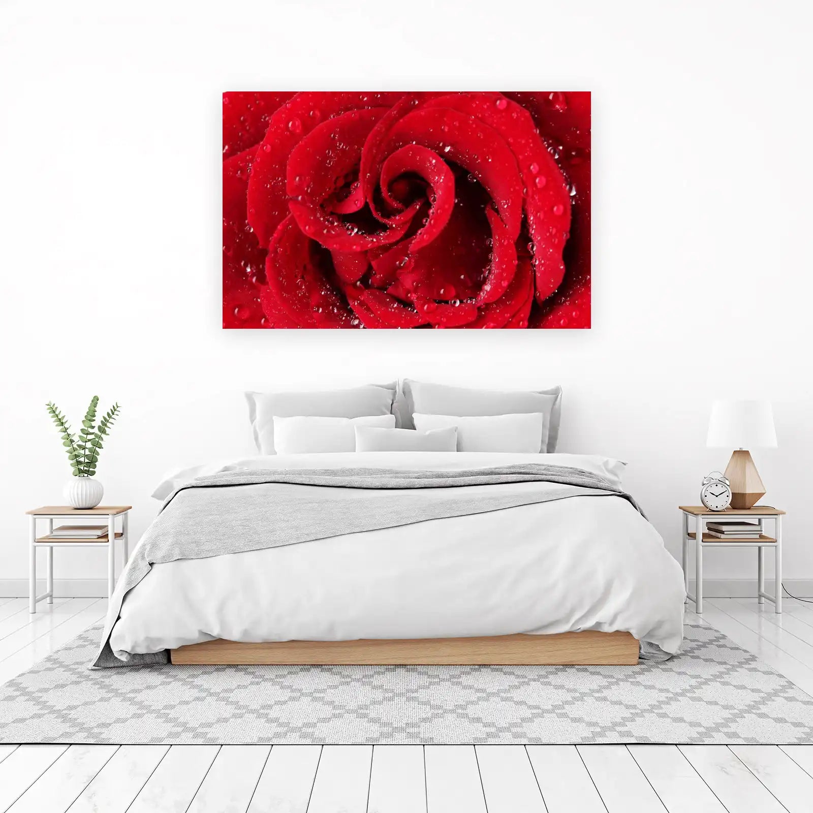 Luxe Red Rose Water Drops Wall Art