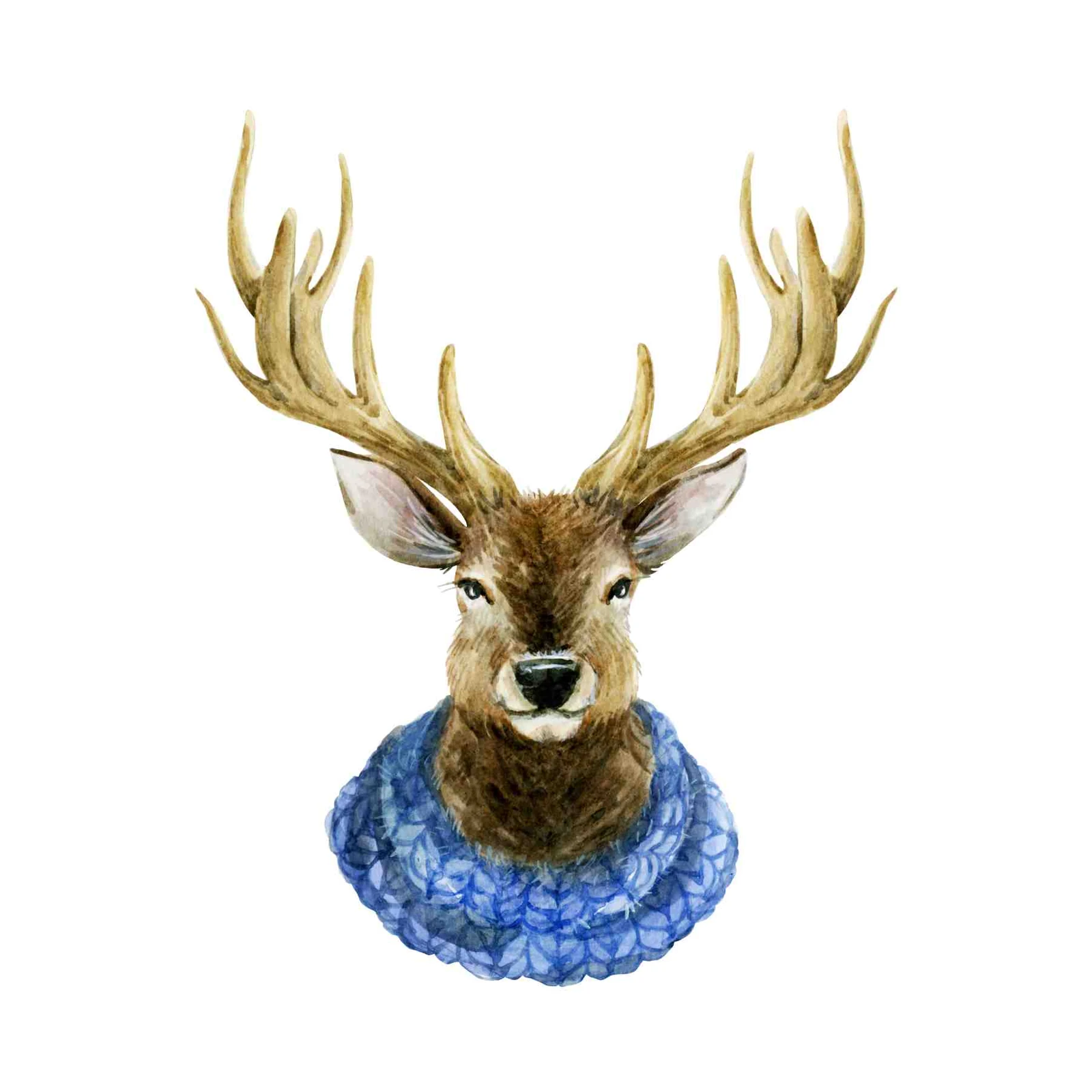 Charming Deer with Blue Scarf Wall Art