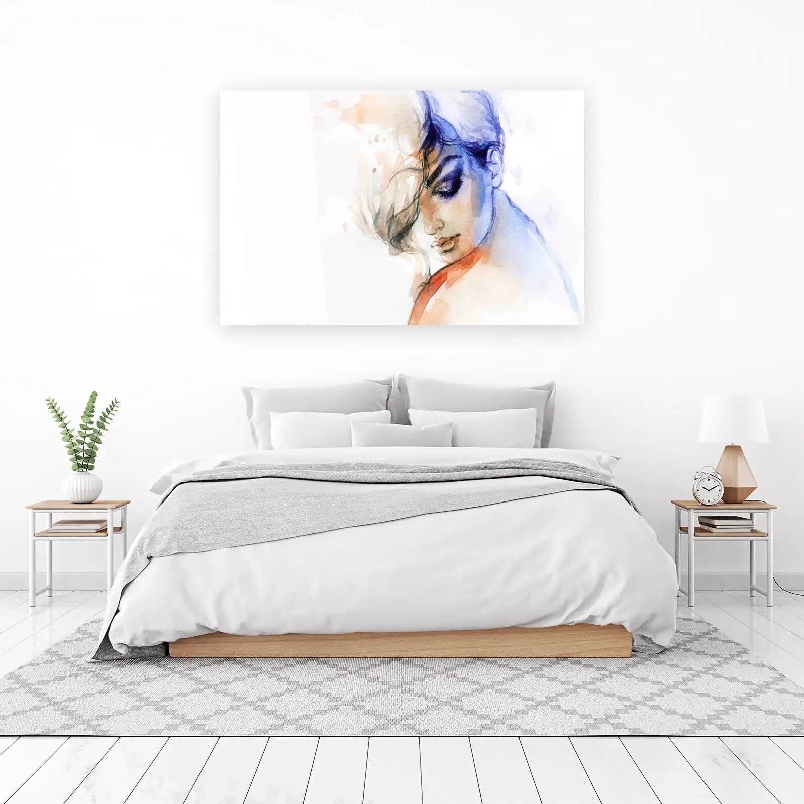 Elegant Woman Portrait Watercolor Wall Art