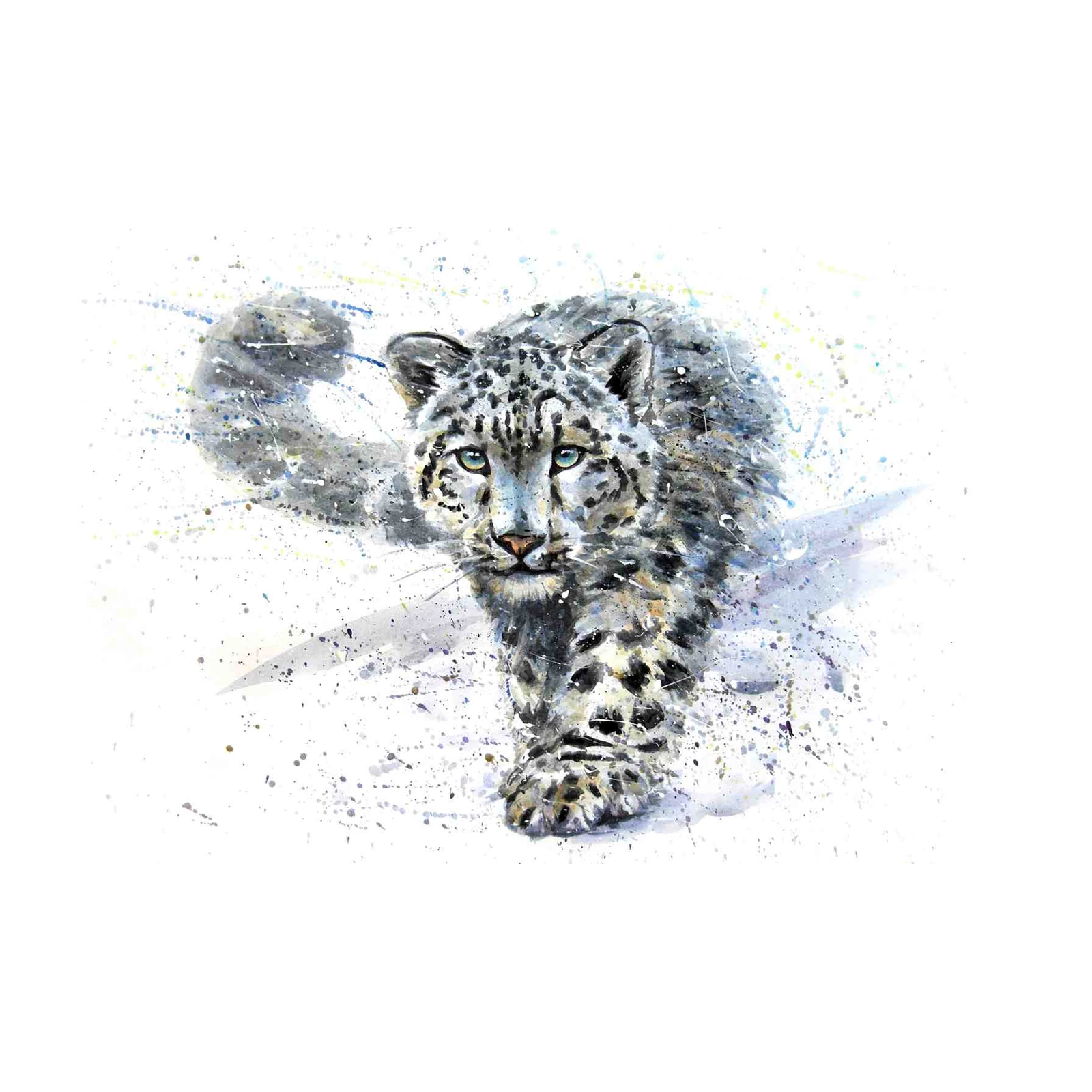 Majestic Snow Leopard Watercolor Wall Art