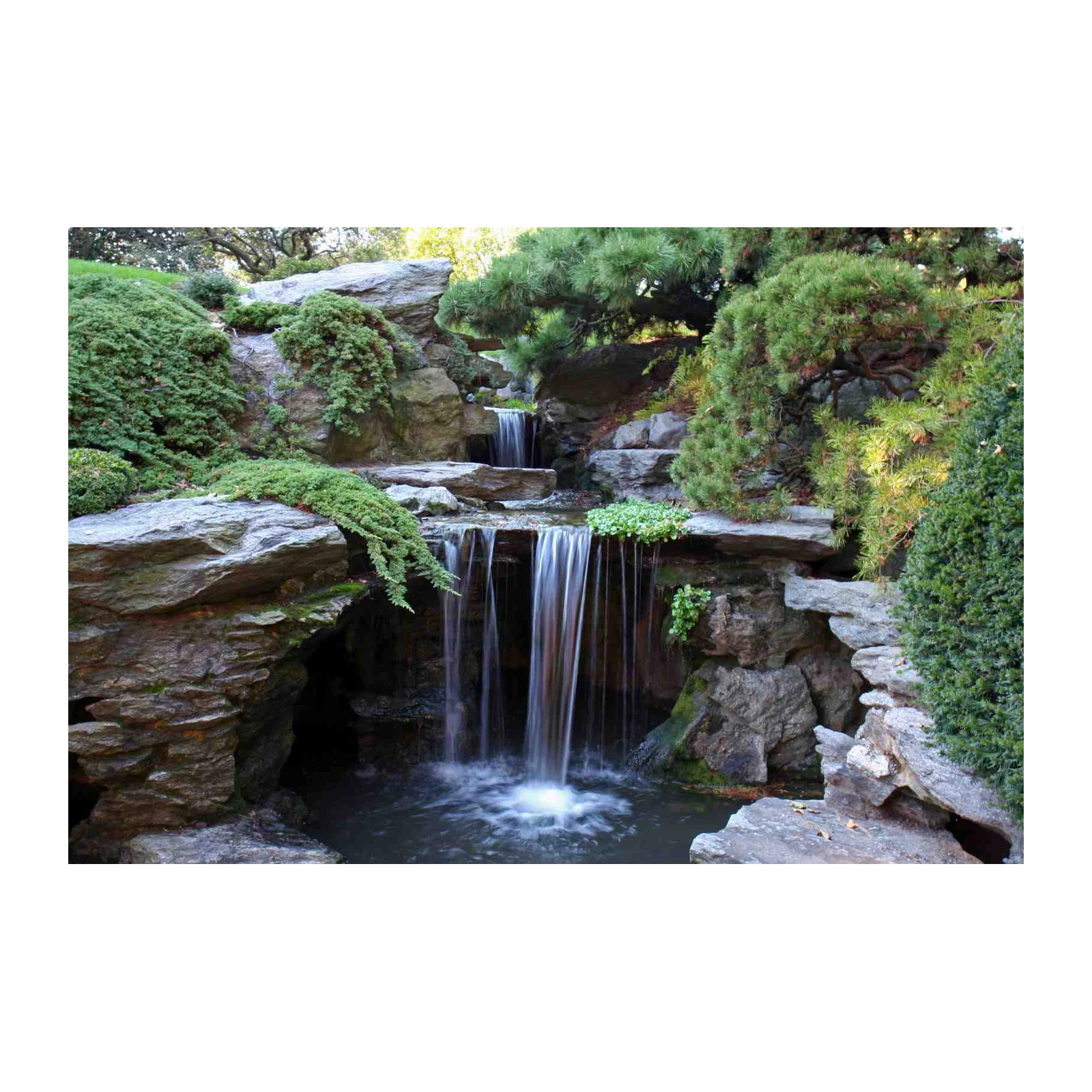 Serene Waterfall Garden Landscape Wall Art
