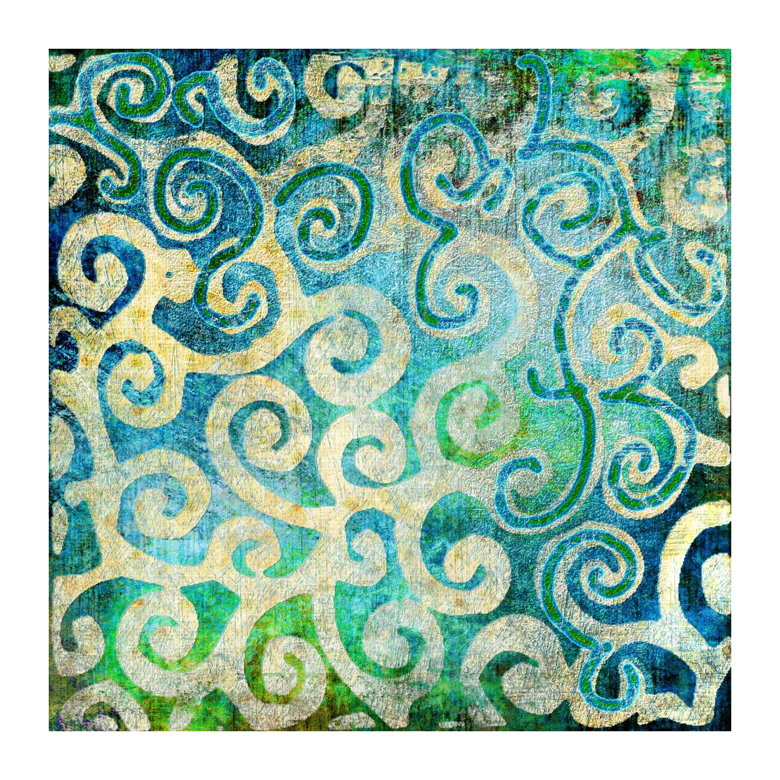 Abstract Swirls Blue & Green Wall Art