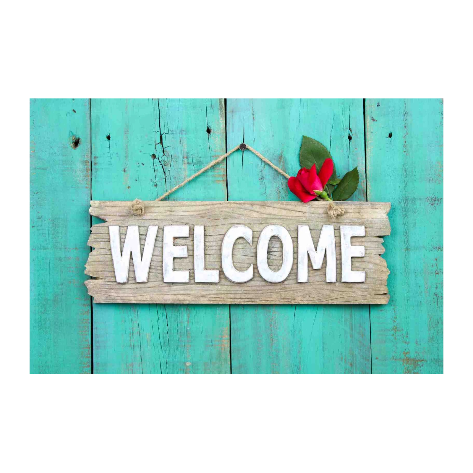 Rustic "Welcome" Floral Wood Sign Wall Art