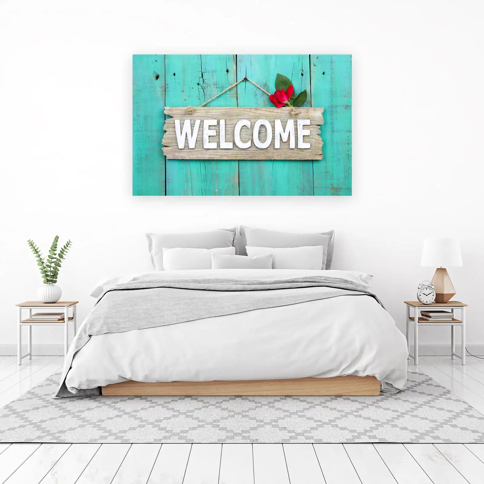 Rustic "Welcome" Floral Wood Sign Wall Art