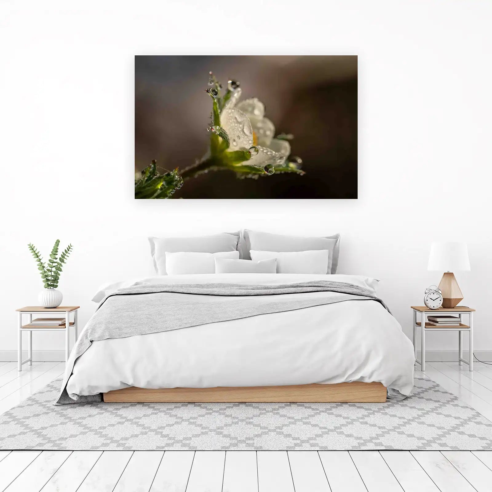 Dewdrop Serenity White Flower Wall Art