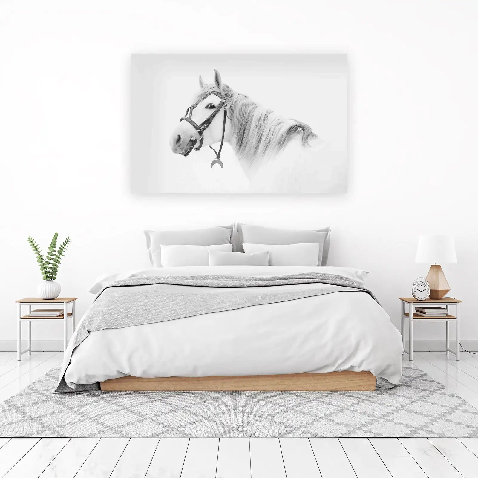 Majestic White Horse Portrait Wall Art