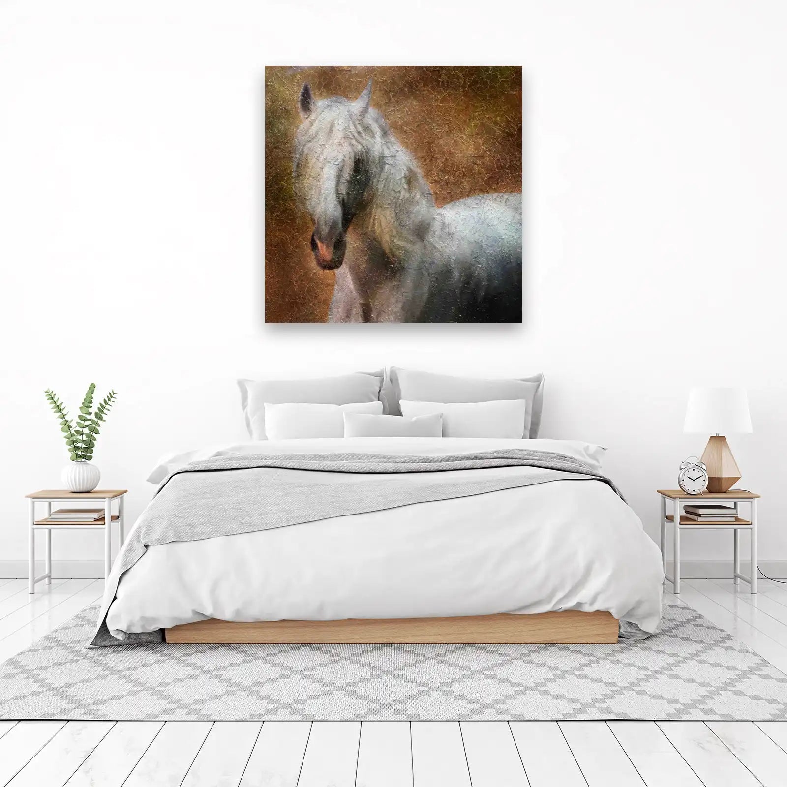 Majestic White Horse Textured Wall Art