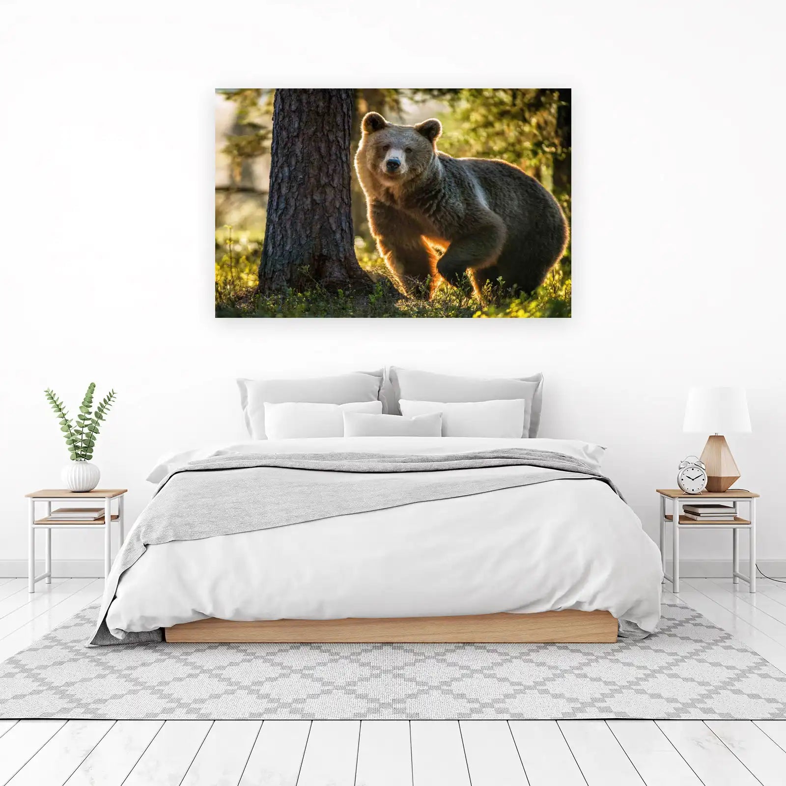 Majestic Brown Bear Forest Glow Wall Art