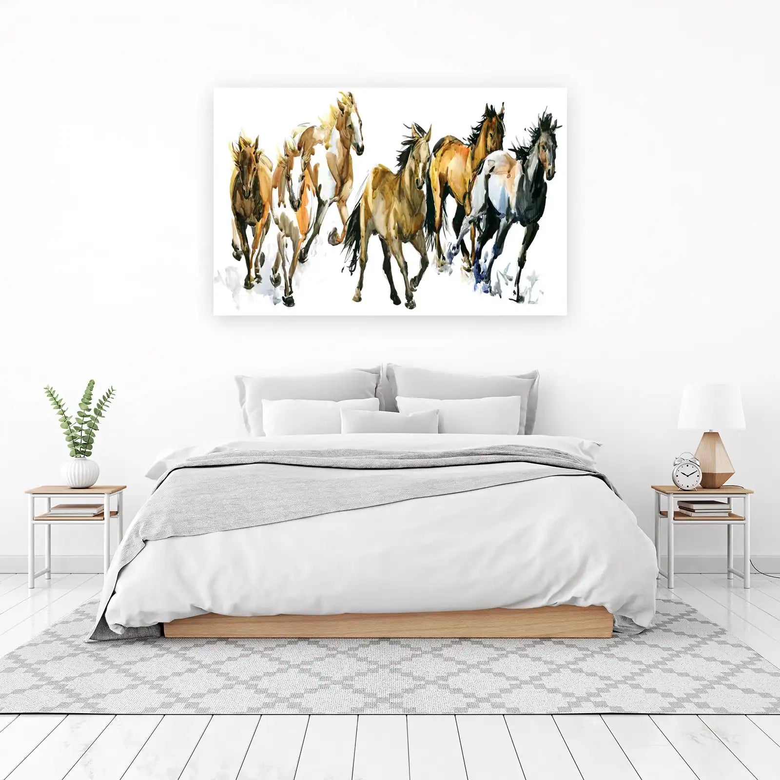 Galloping Horses Watercolor Art Wall Art