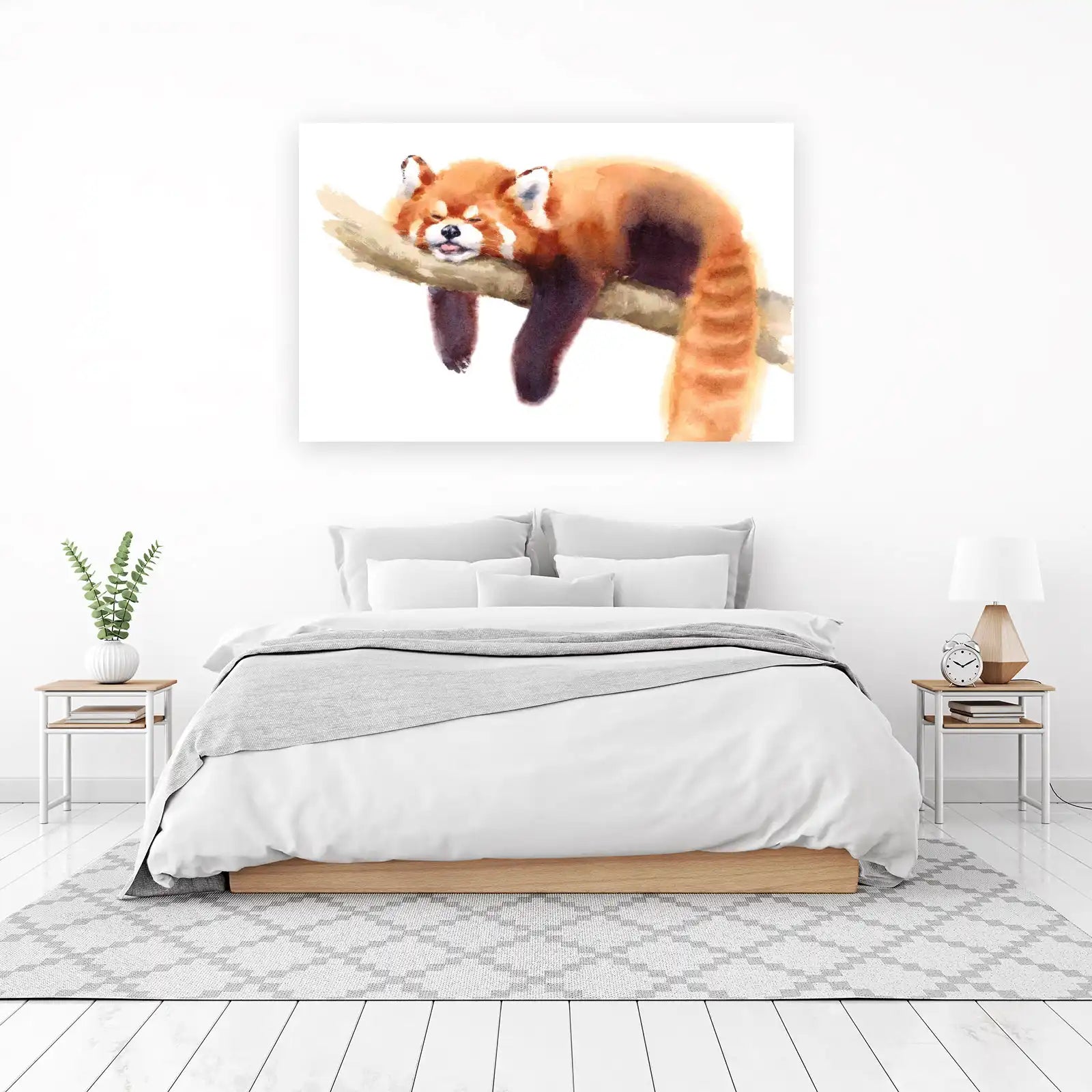 Adorable Sleeping Red Panda Watercolor Wall Art