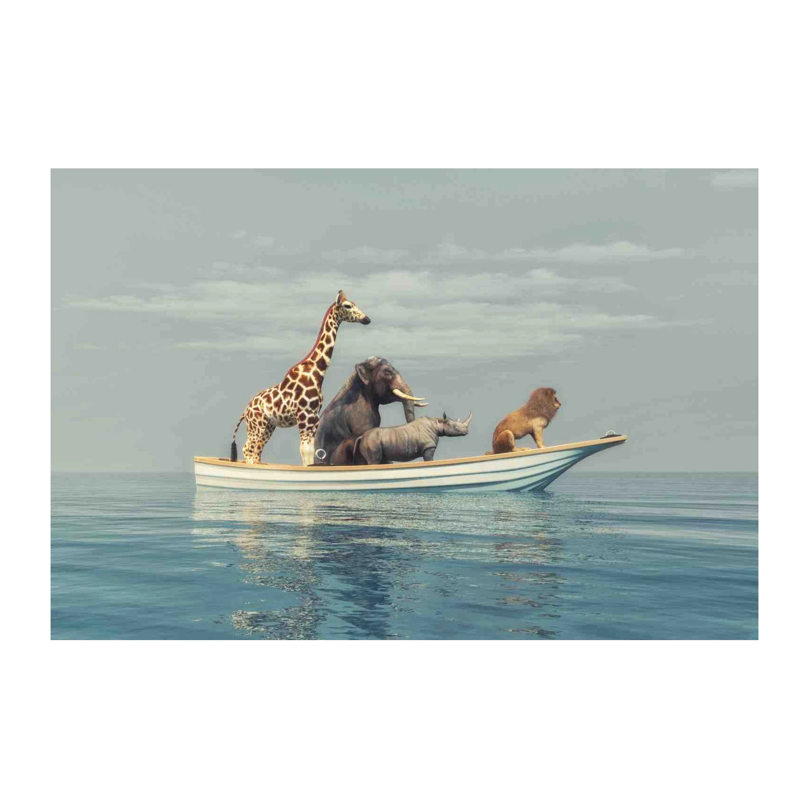Safari Animals Boat Journey Wall Art