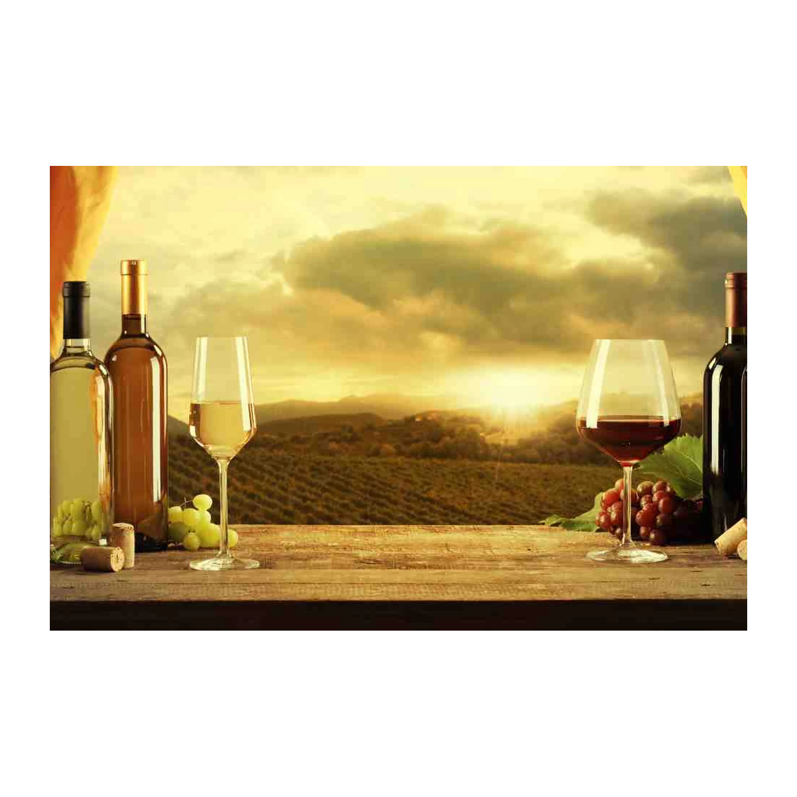 Vineyard Sunset Wine & Barrel Wall Art