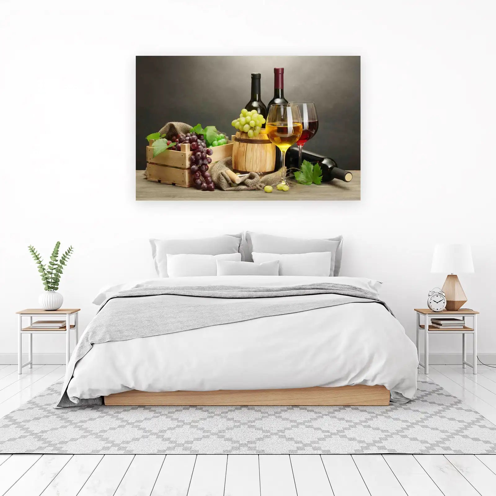 Elegant Wine & Grapes Still Life Wall Art