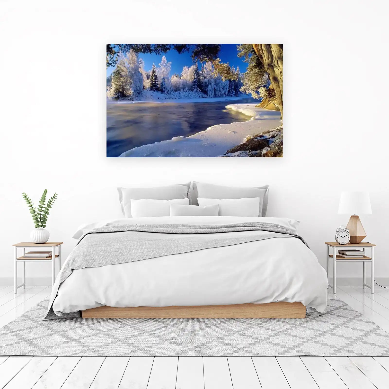 Enchanting Winter River Landscape Wall Art