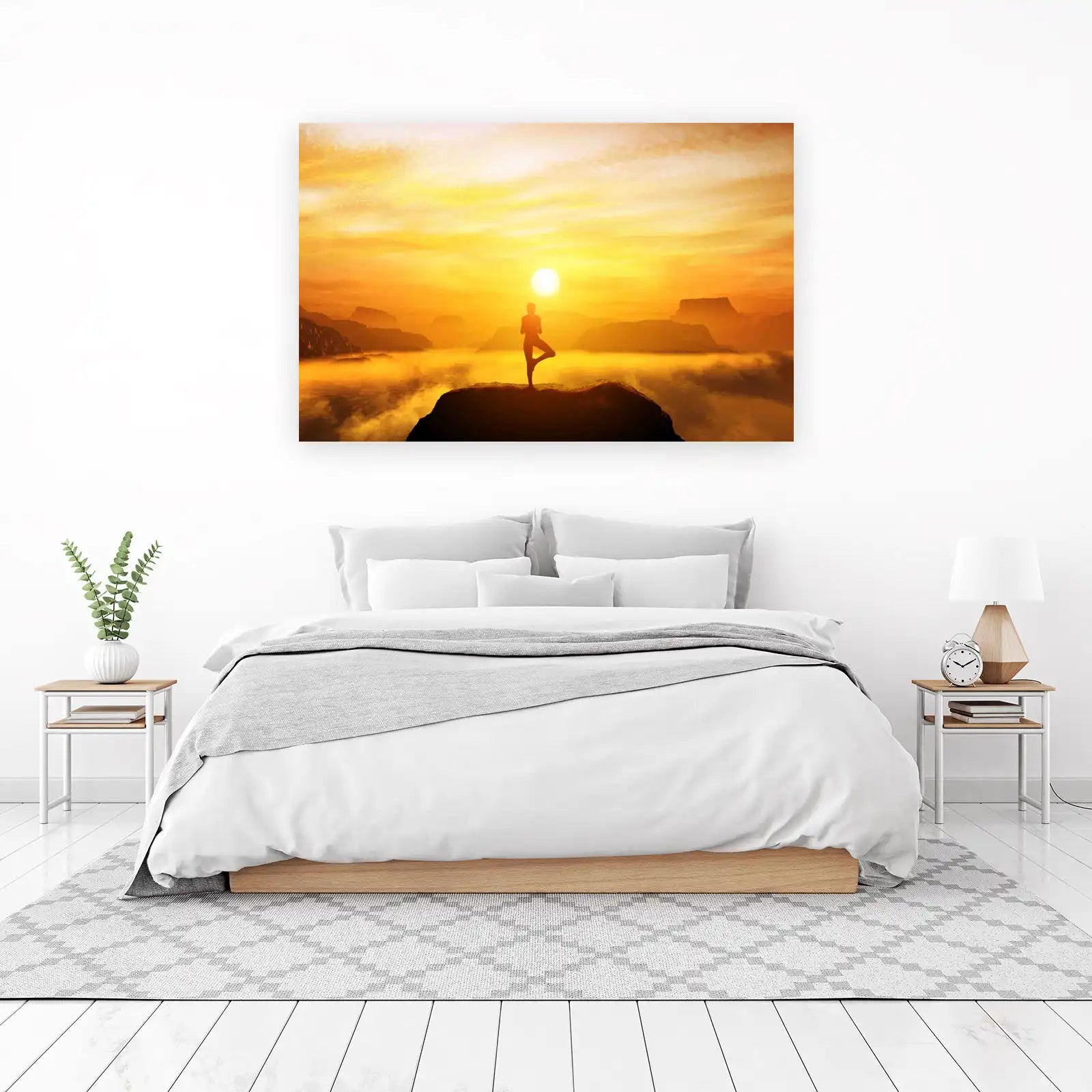 Serene Yoga Sunset Mountain Wall Art