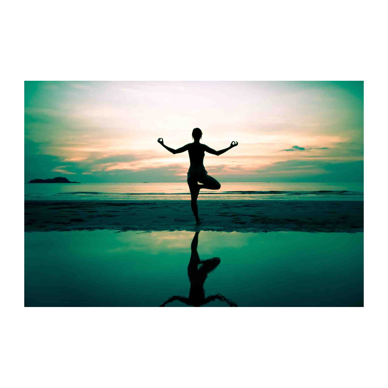 Serene Yoga Pose Beach Sunset Wall Art