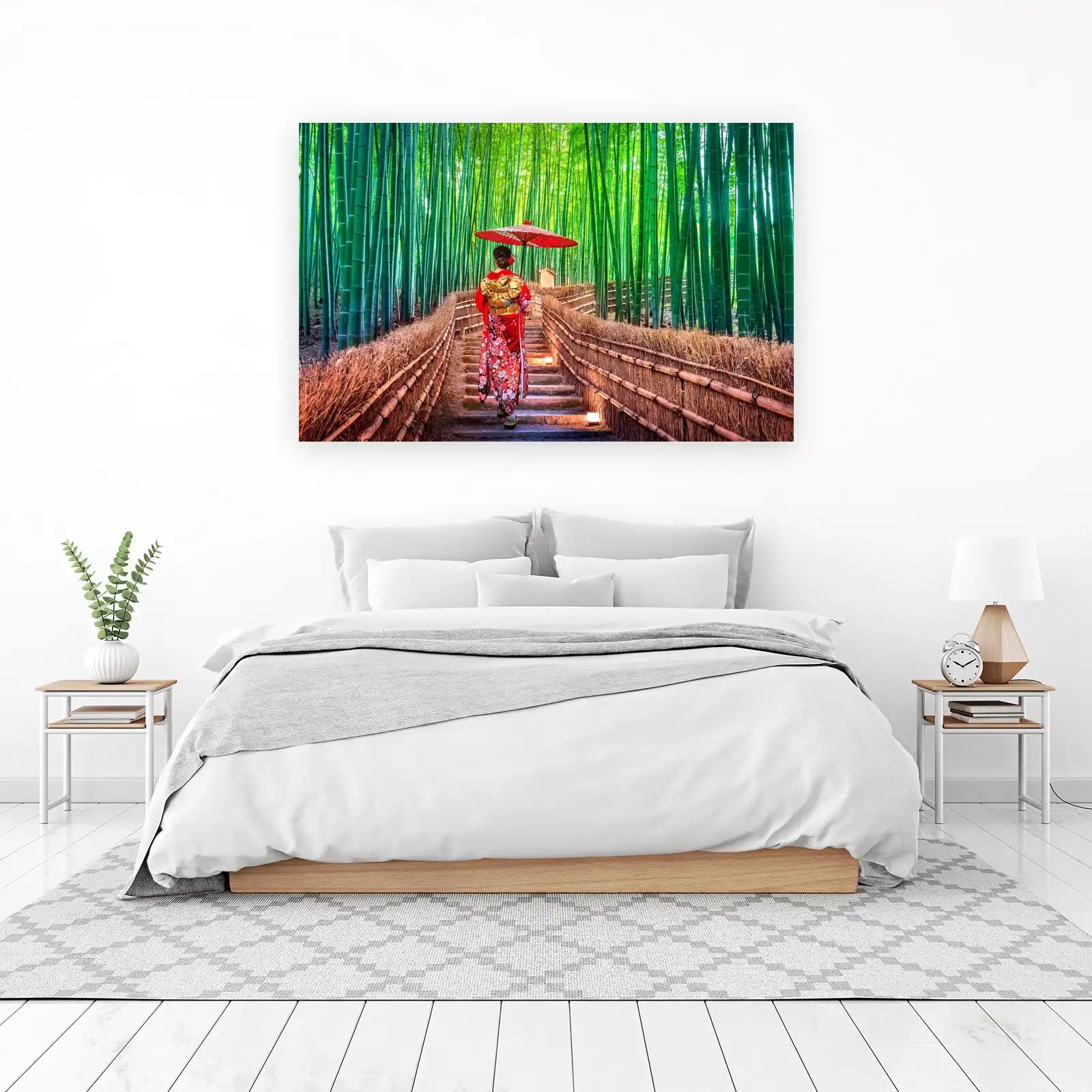 Serene Bamboo Path Geisha Kimono Wall Art