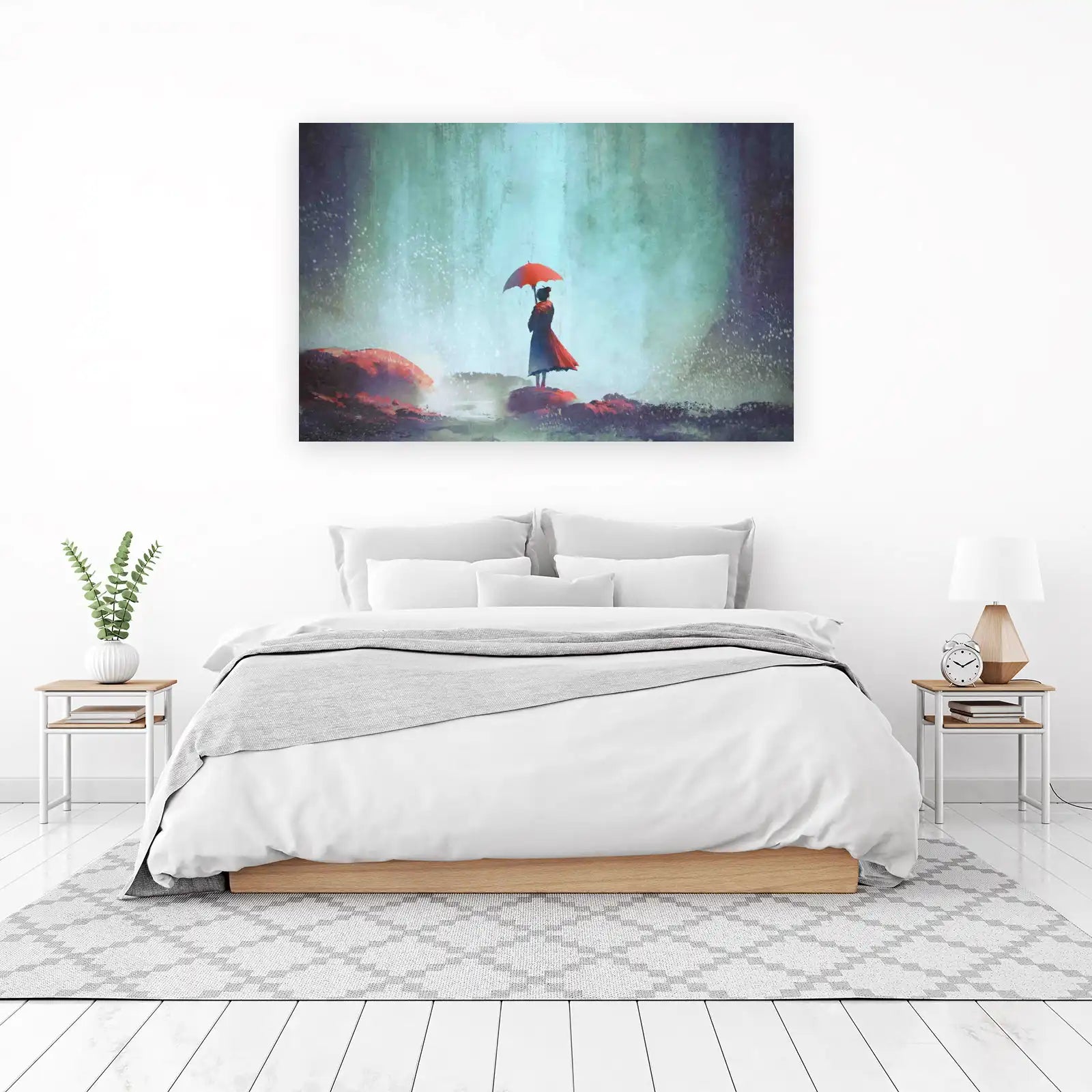 Tranquil Red Umbrella Serenity Wall Art