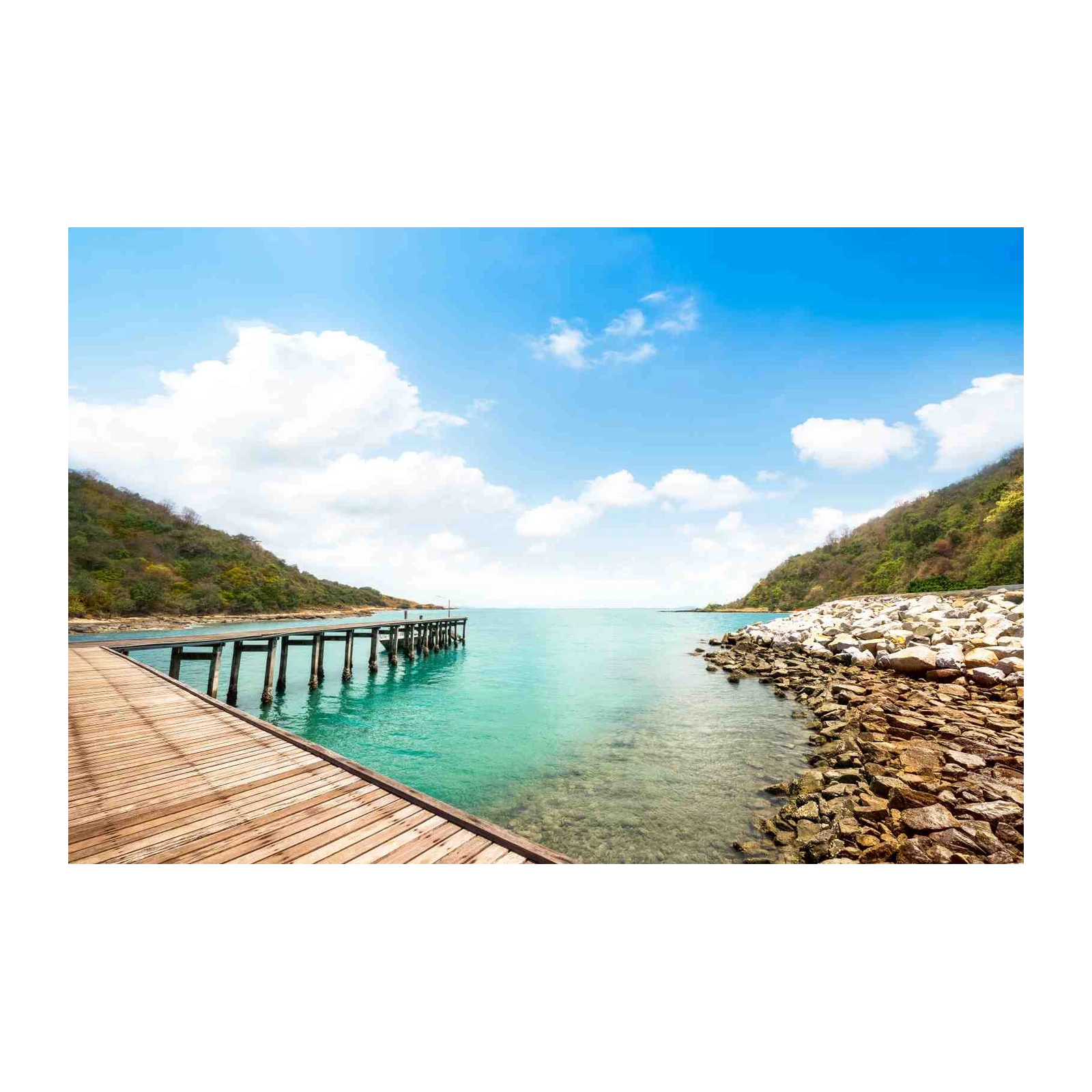 Tranquil Beach Pier & Turquoise Sea Wall Art