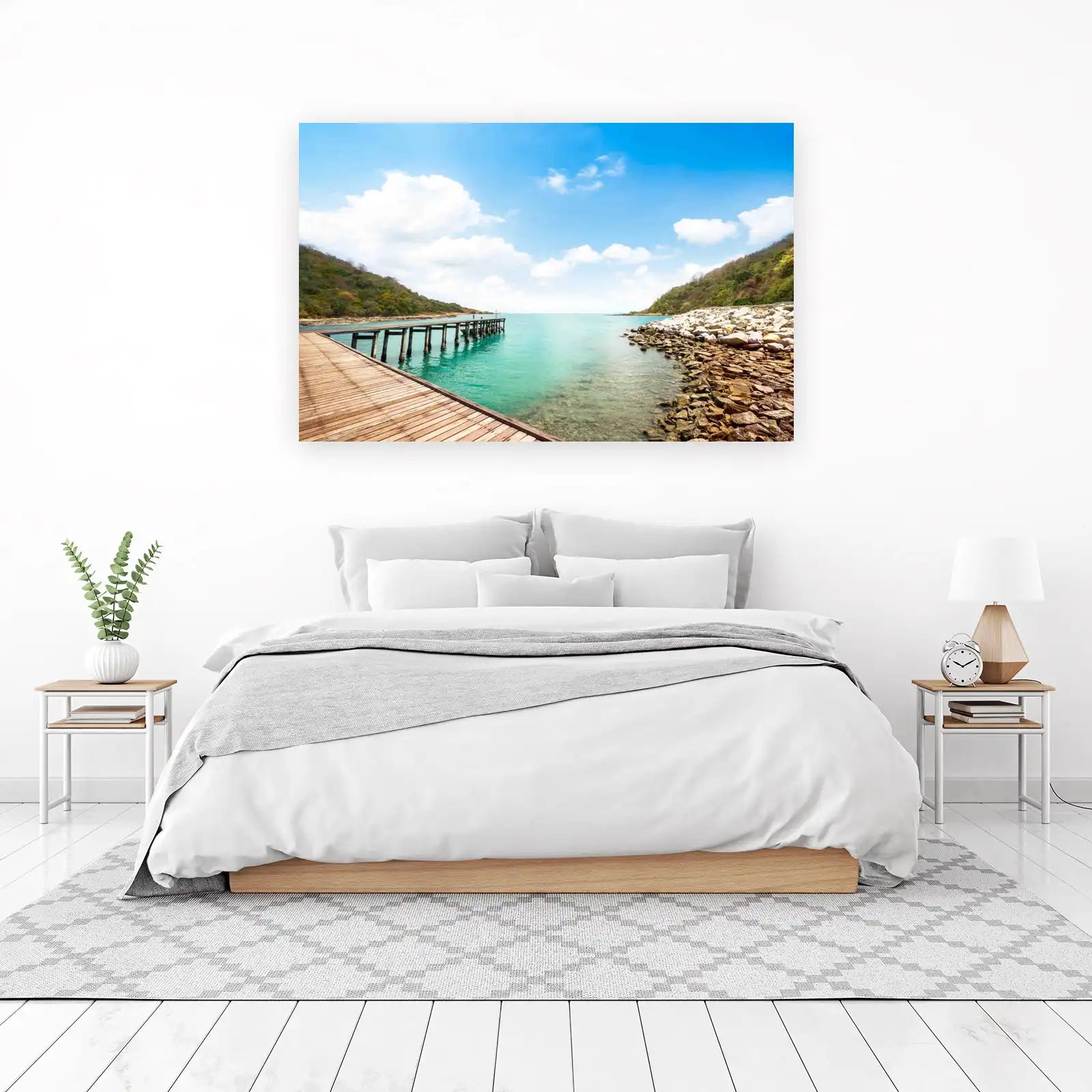 Tranquil Beach Pier & Turquoise Sea Wall Art