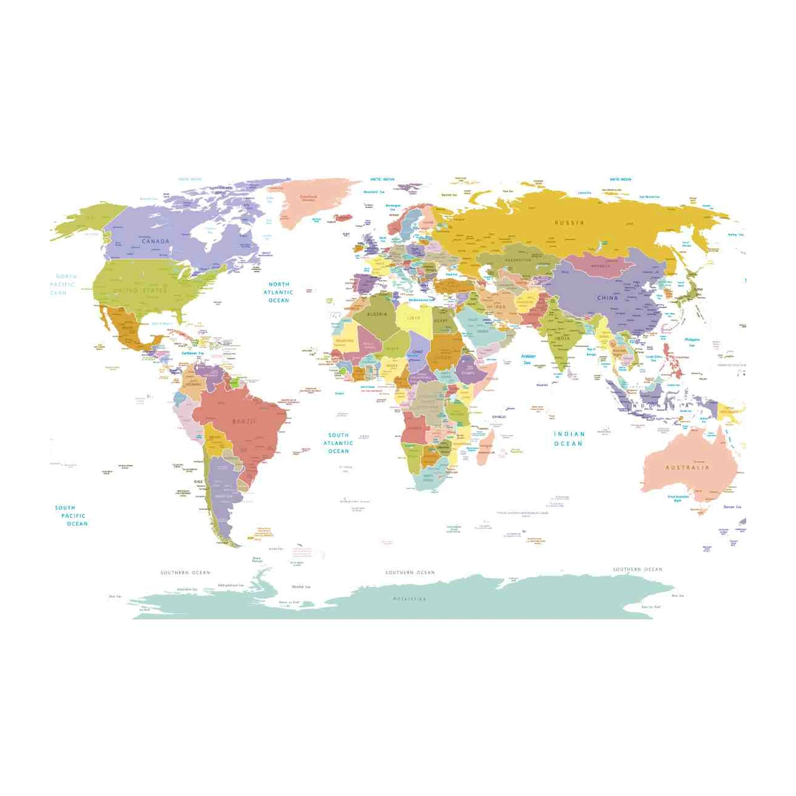 Vibrant World Map Wall Art