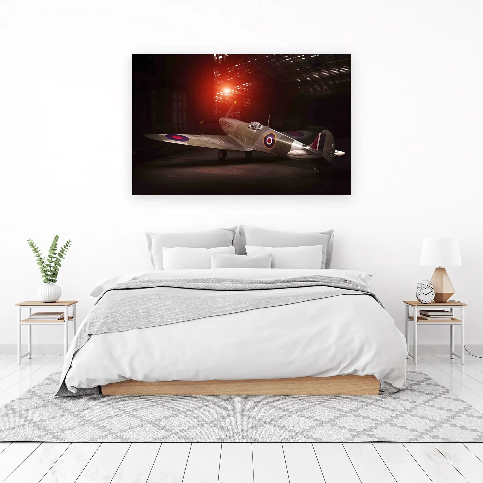 Vintage Spitfire Hangar Glow Wall Art