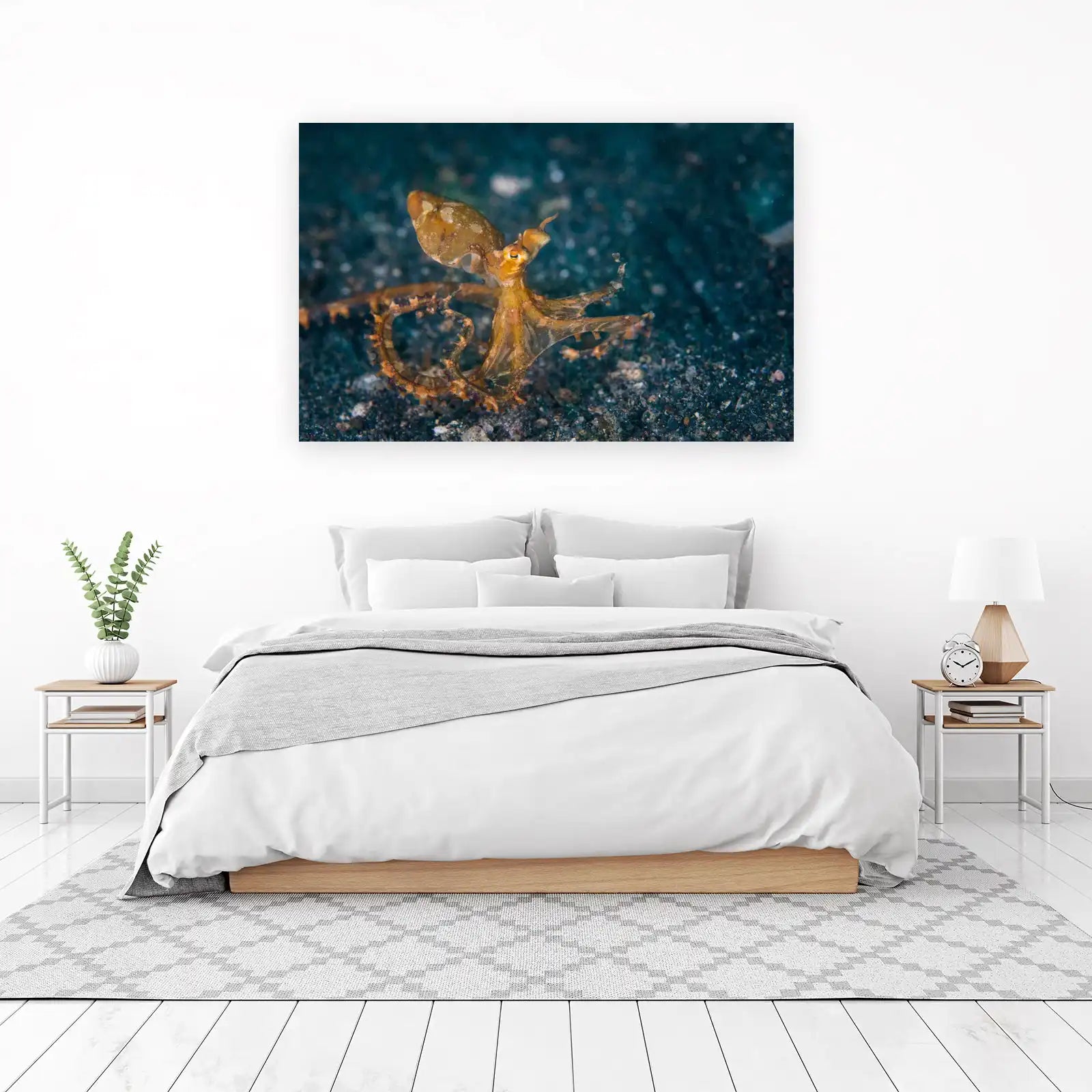 Curious Octopus Underwater Scene Wall Art