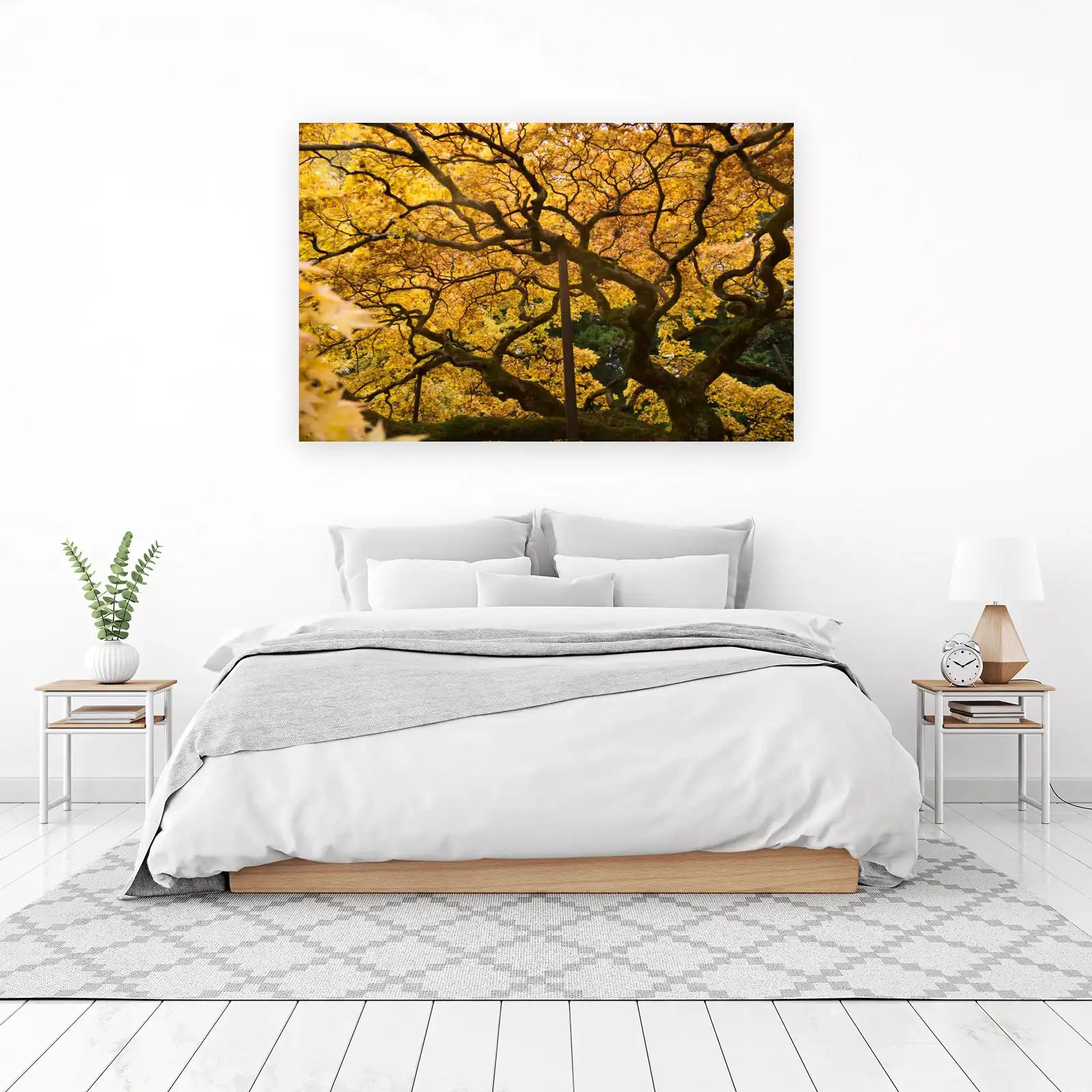 Golden Autumn Tree Branches Wall Art