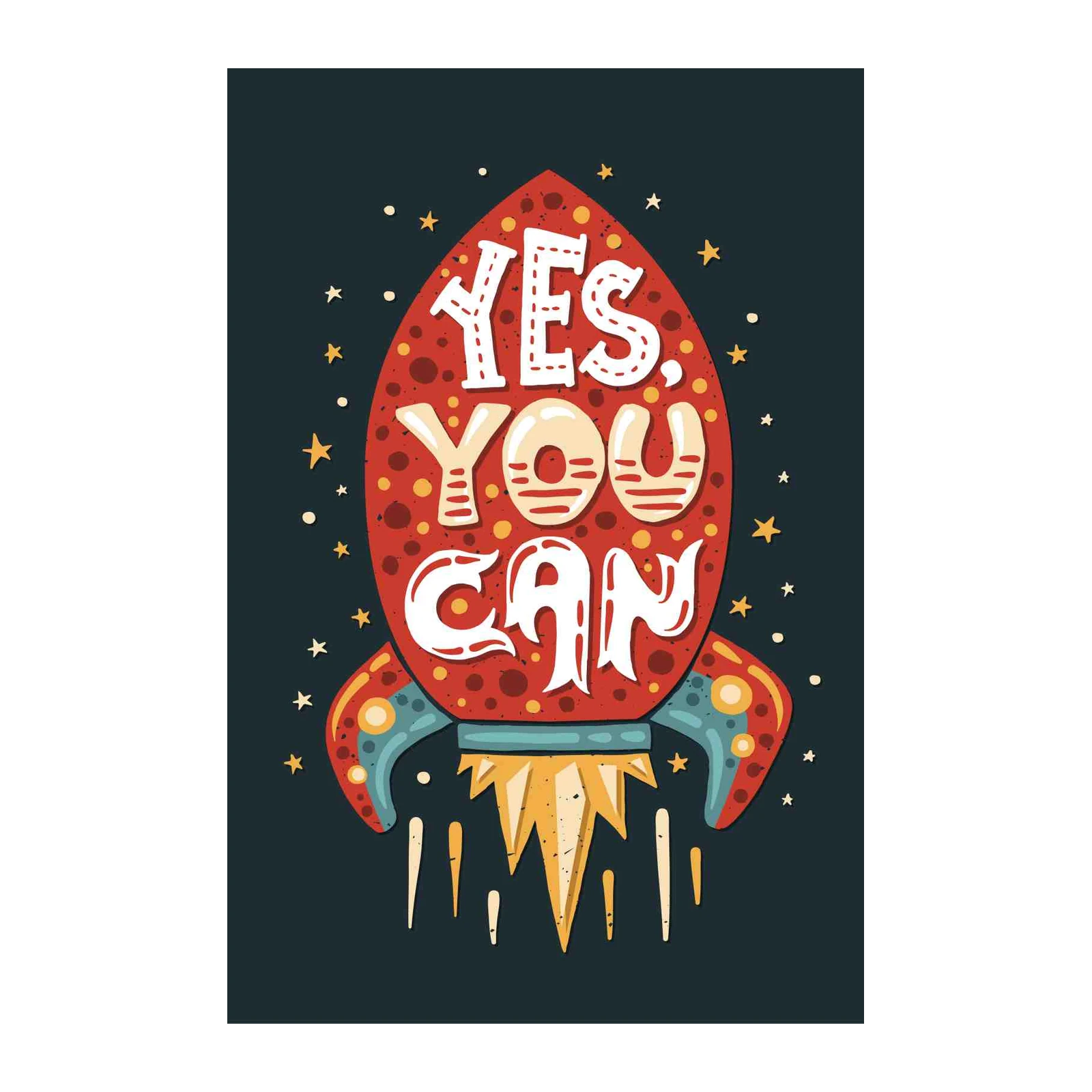 Motivational Rocket 'Yes, You Can' Wall Art