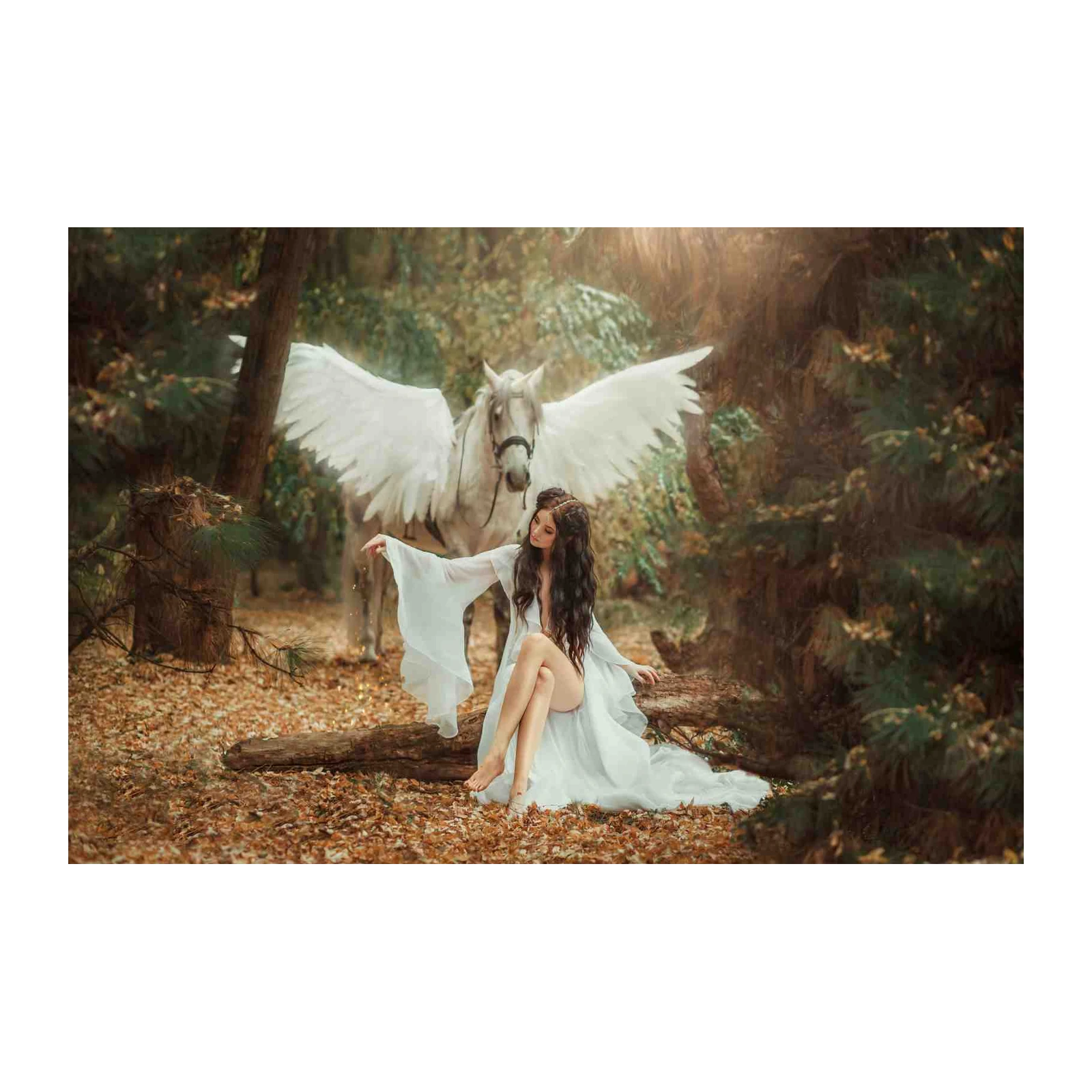 Enchanting Pegasus & Nymph Forest Wall Art