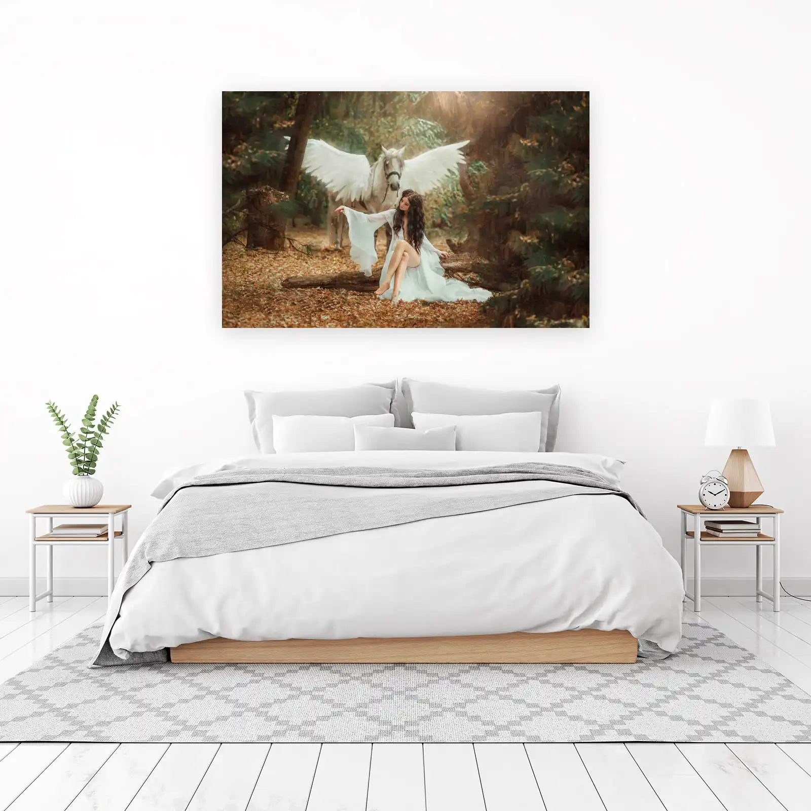 Enchanting Pegasus & Nymph Forest Wall Art