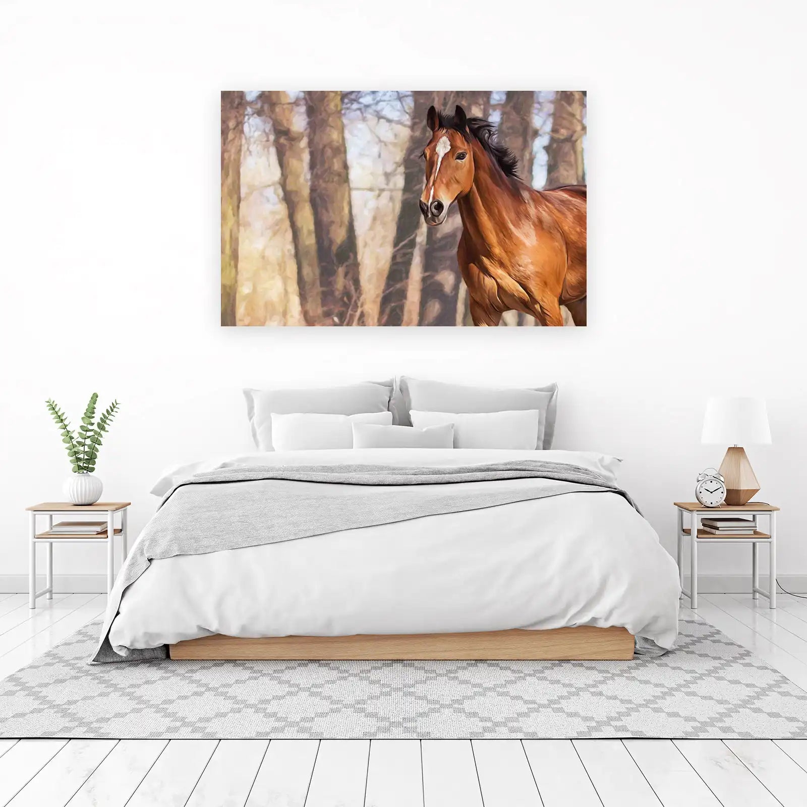Majestic Horse Forest Oil Painting Wall Art