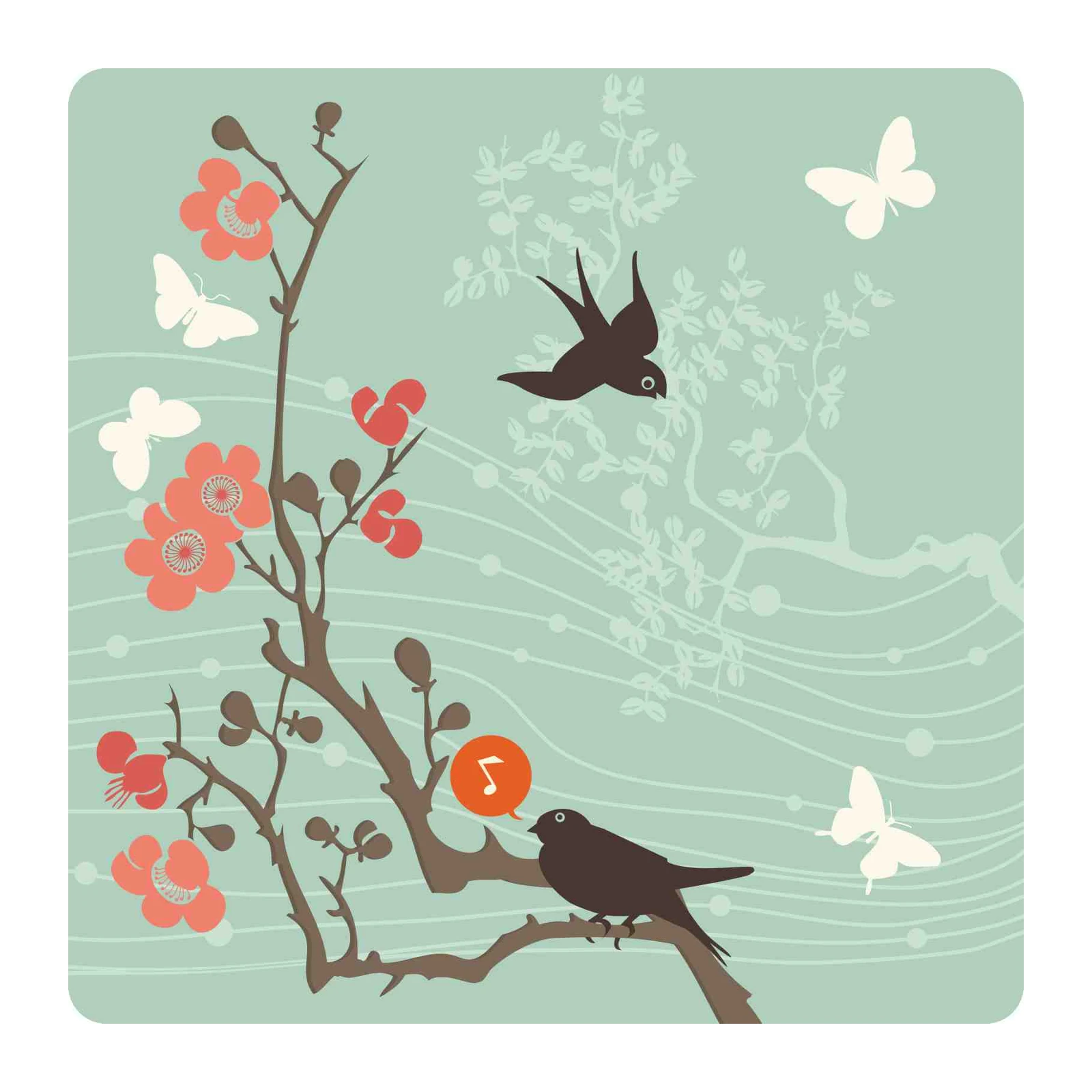 Serene Blossom Bird & Butterfly Wall Art