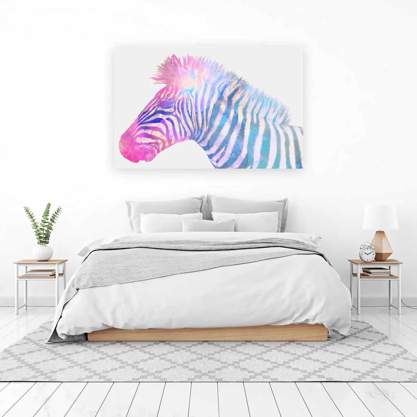 Vibrant Galaxy Zebra Head Wall Art