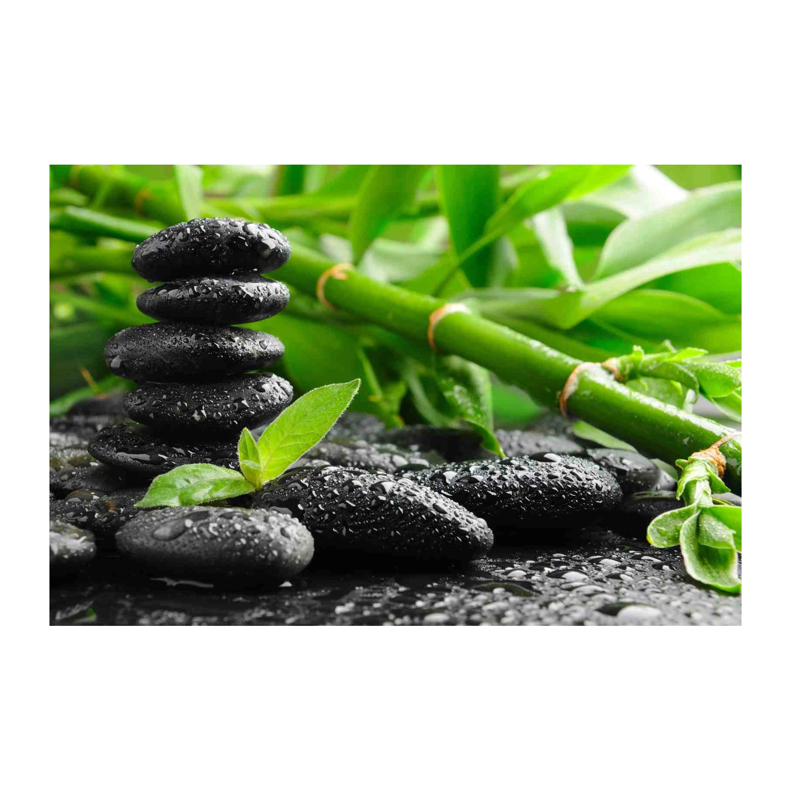 Zen Harmony Stacked Stones & Bamboo Wall Art