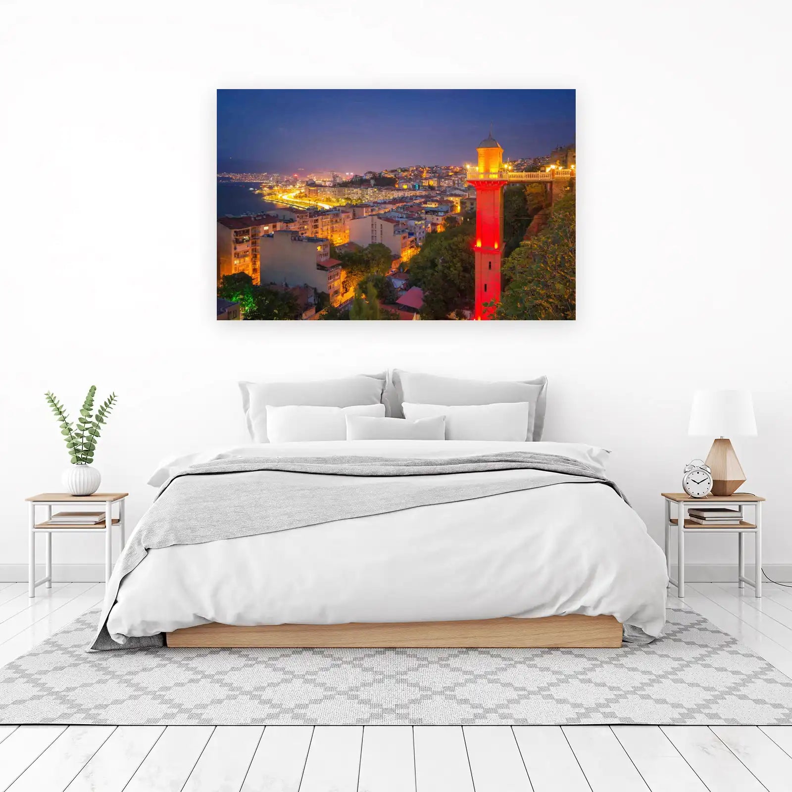 Illuminated Tower Cityscape Wall Art