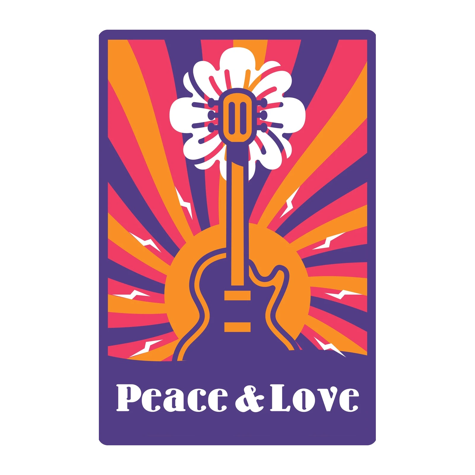 Retro Guitar & Flower Peace Wall Art