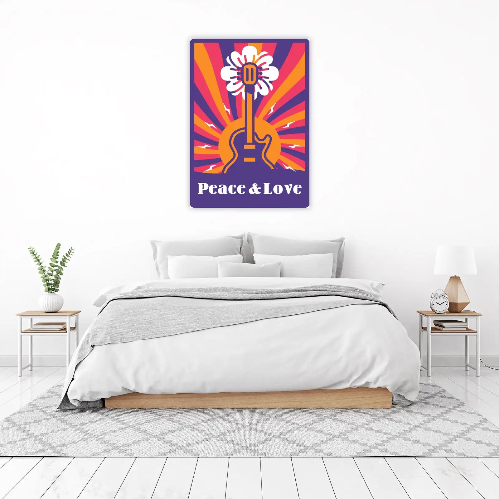 Retro Guitar & Flower Peace Wall Art