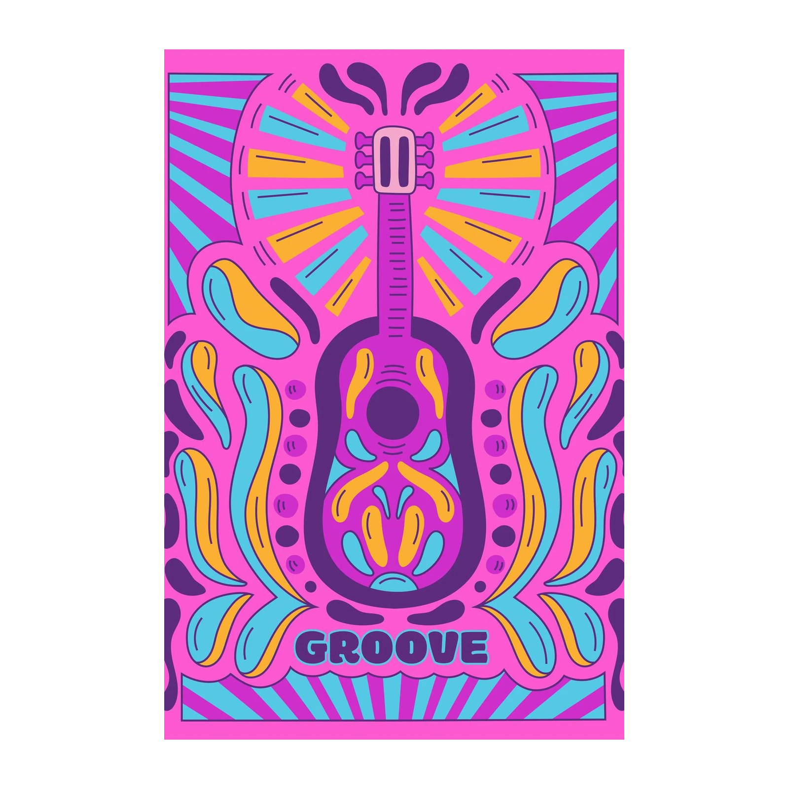 Retro Guitar Groove Psychedelic Wall Art