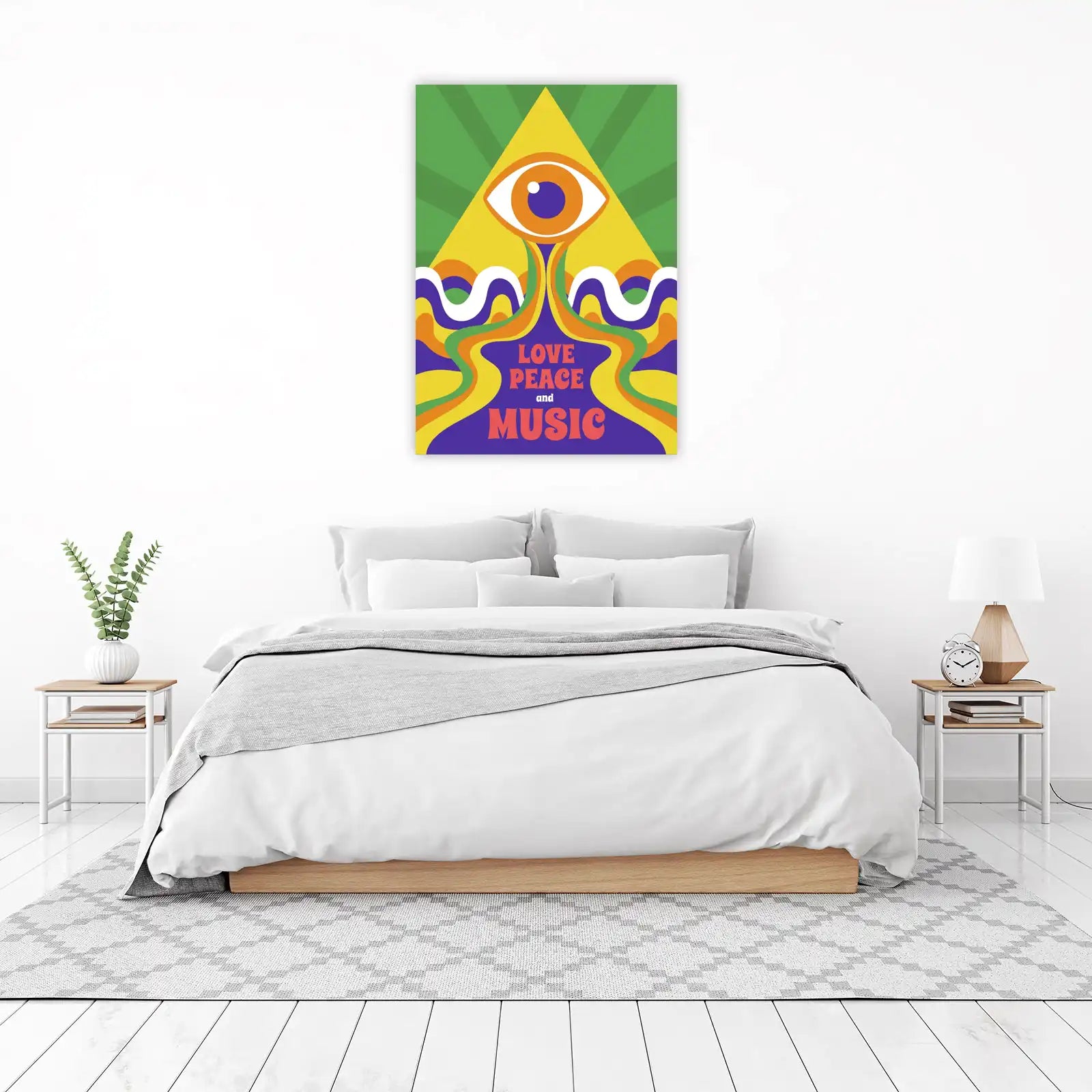 Retro Psychedelic Love Peace Music Eye Wall Art