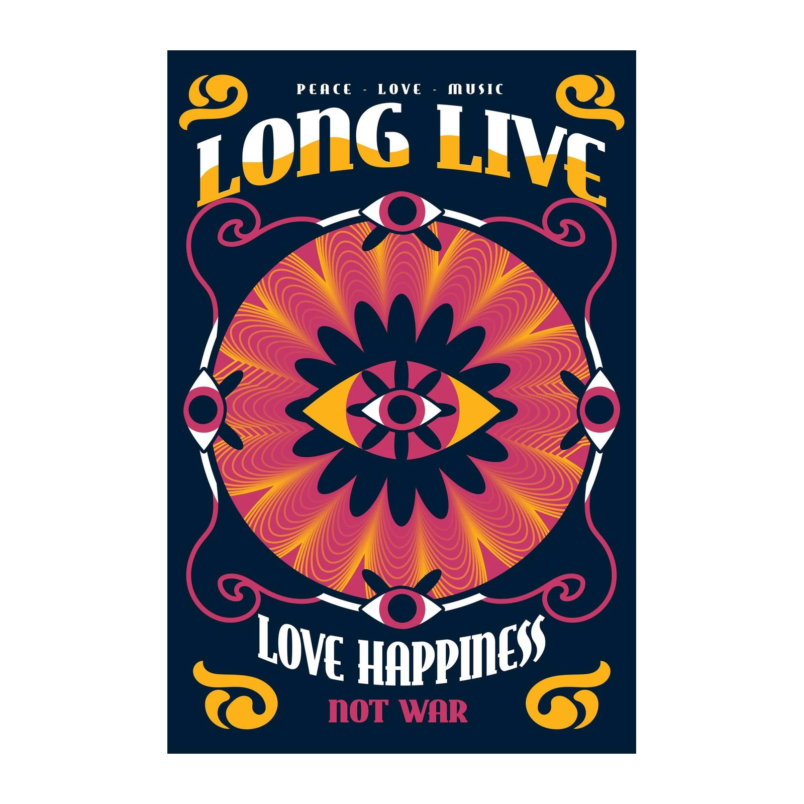 Psychedelic Peace Love Music Wall Art