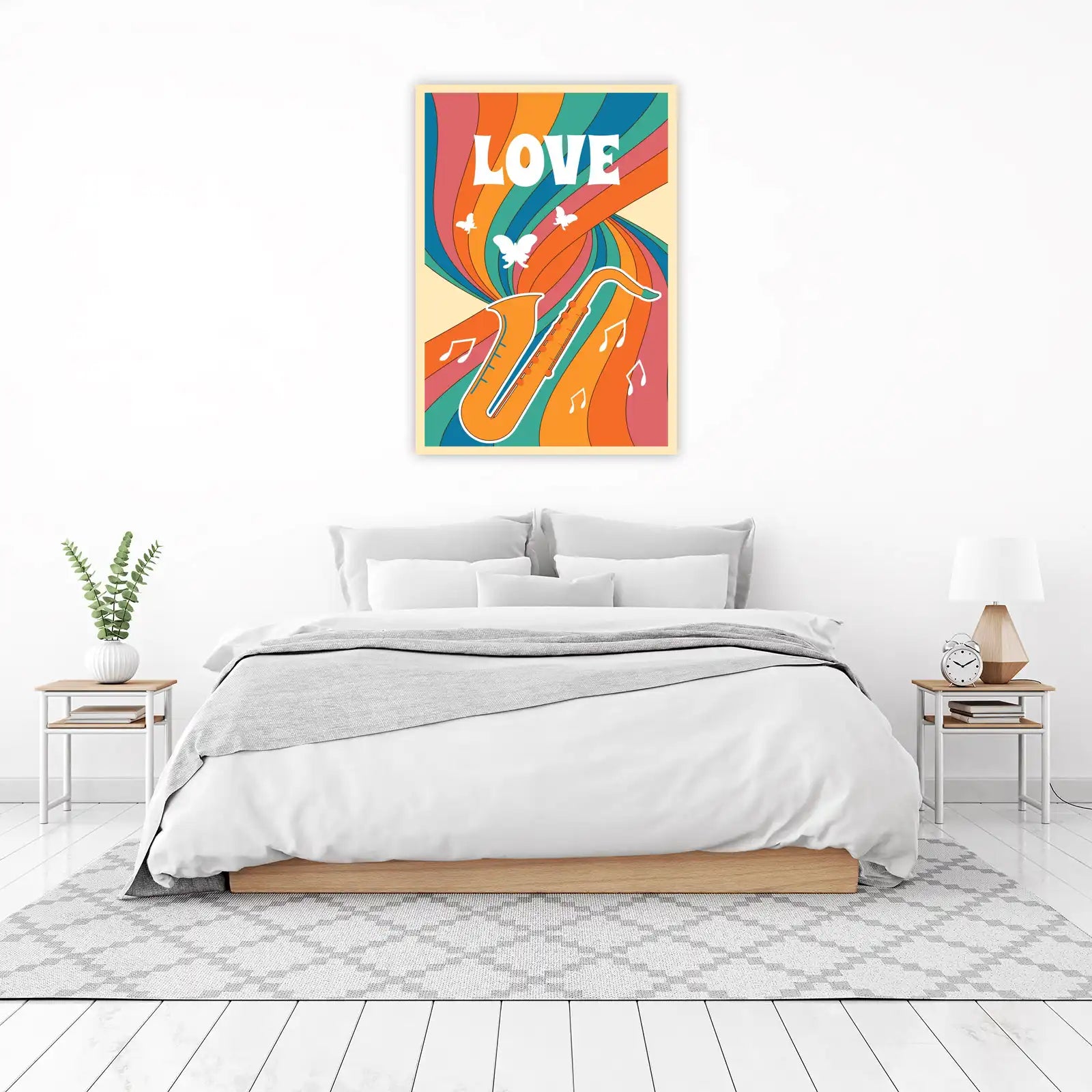 Retro Saxophone & Butterfly "LOVE" Wall Art