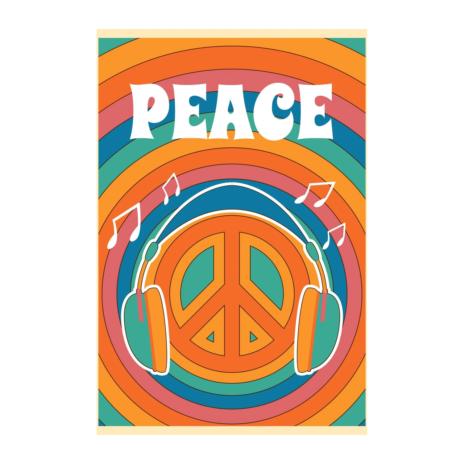 Retro Peace & Music Vibes Wall Art