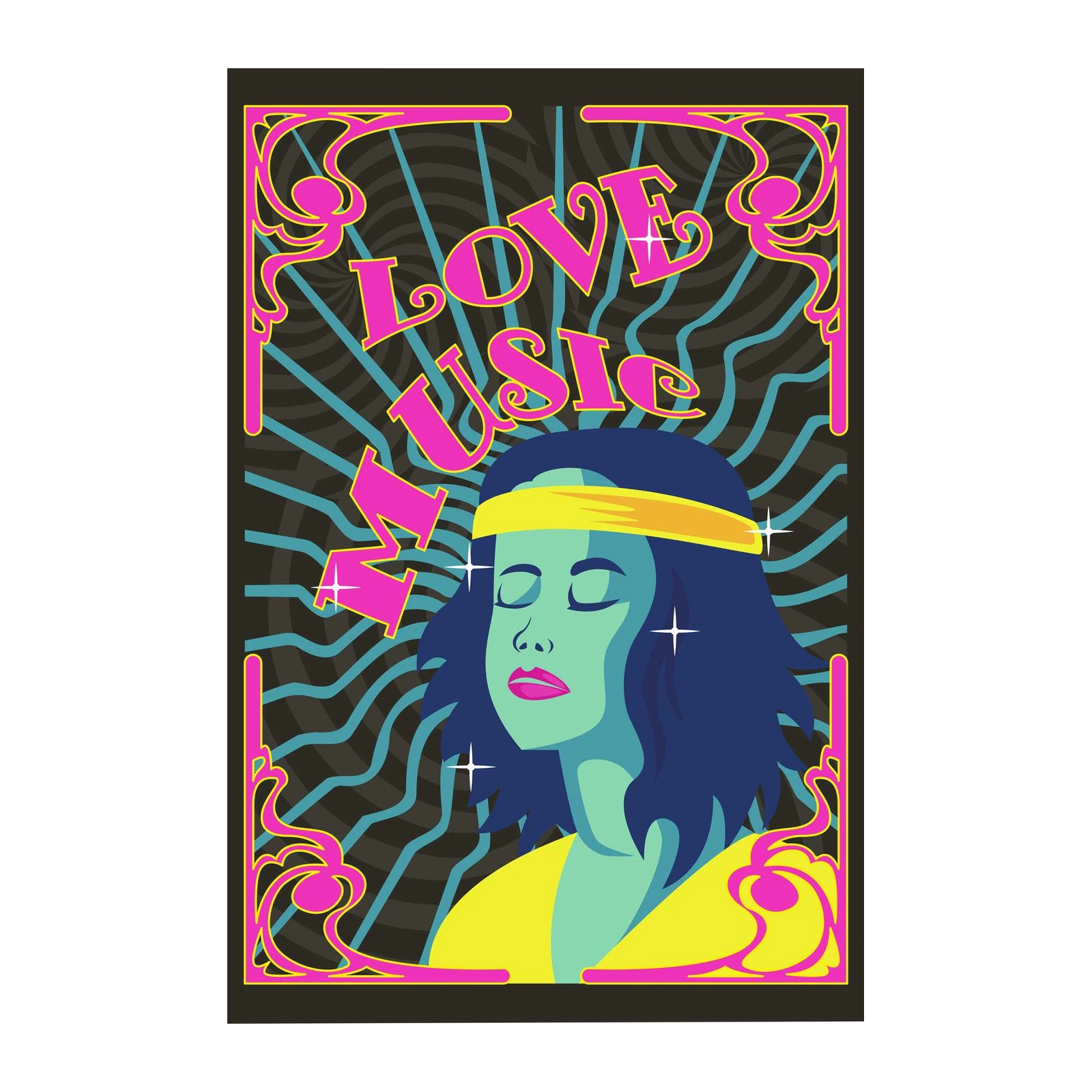 Retro Vibes Love Music Wall Art