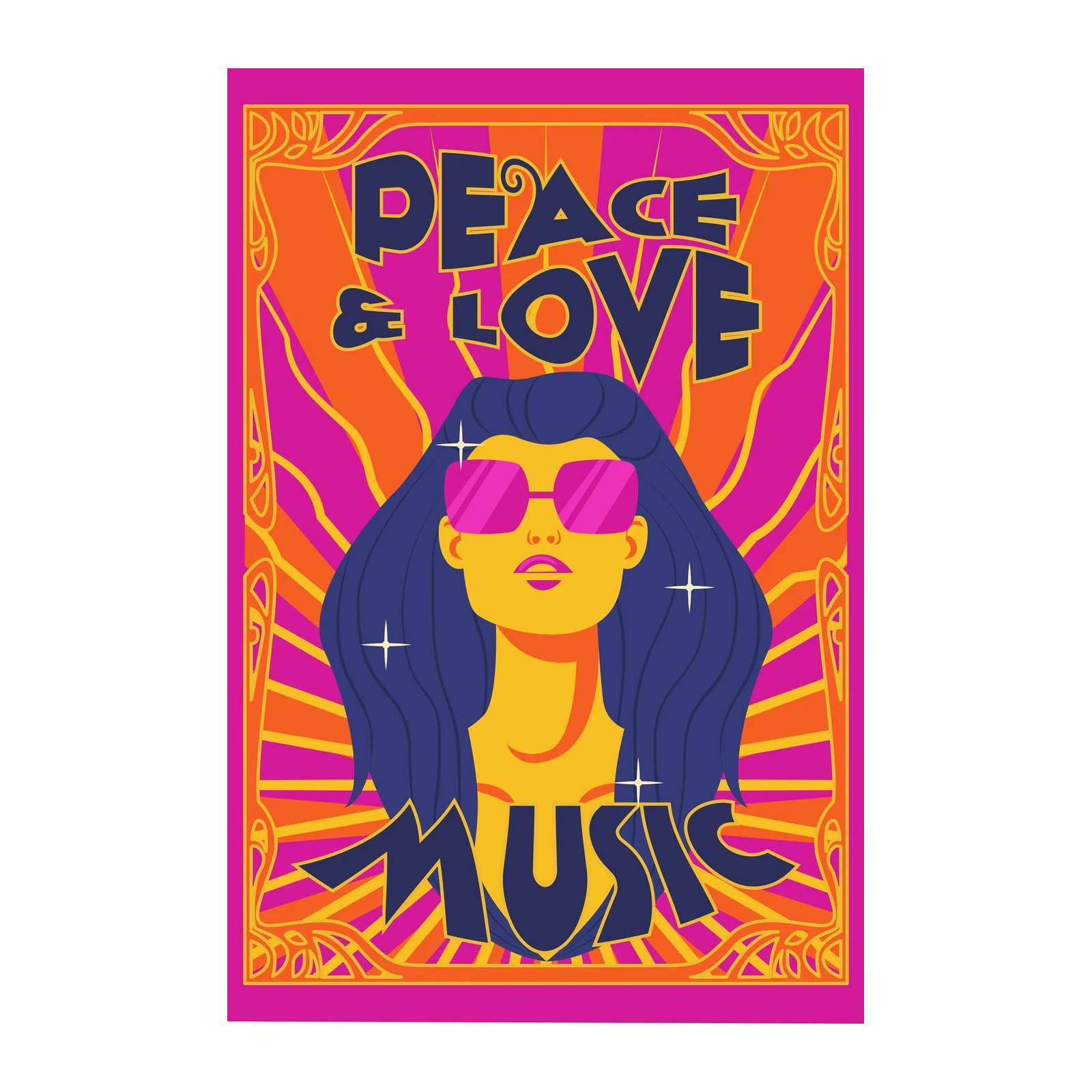 Retro Peace Love Music Wall Art Wall Art