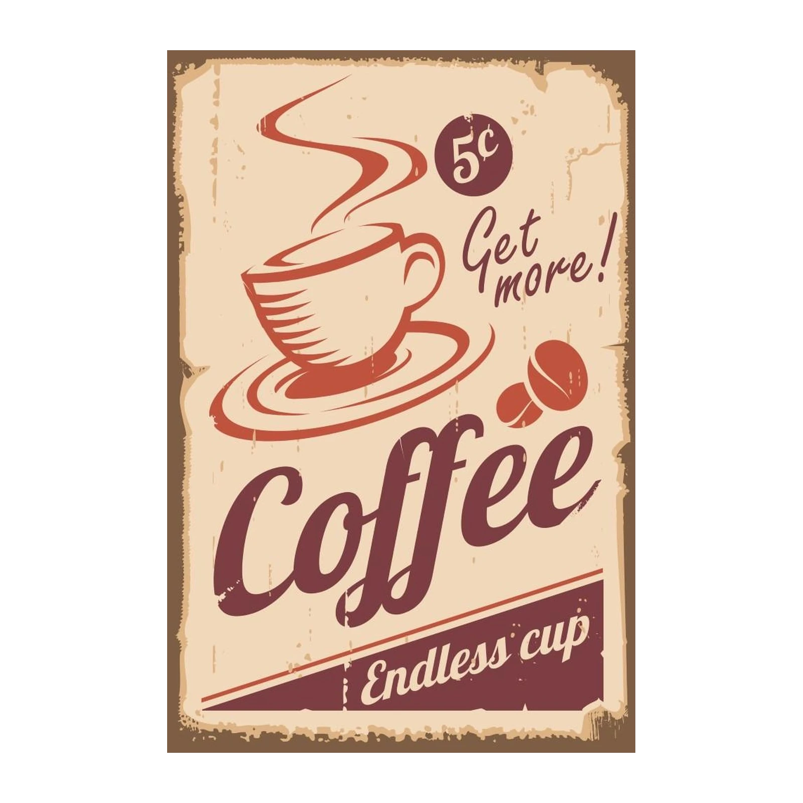 Vintage Coffee Art "Endless Cup" Wall Art