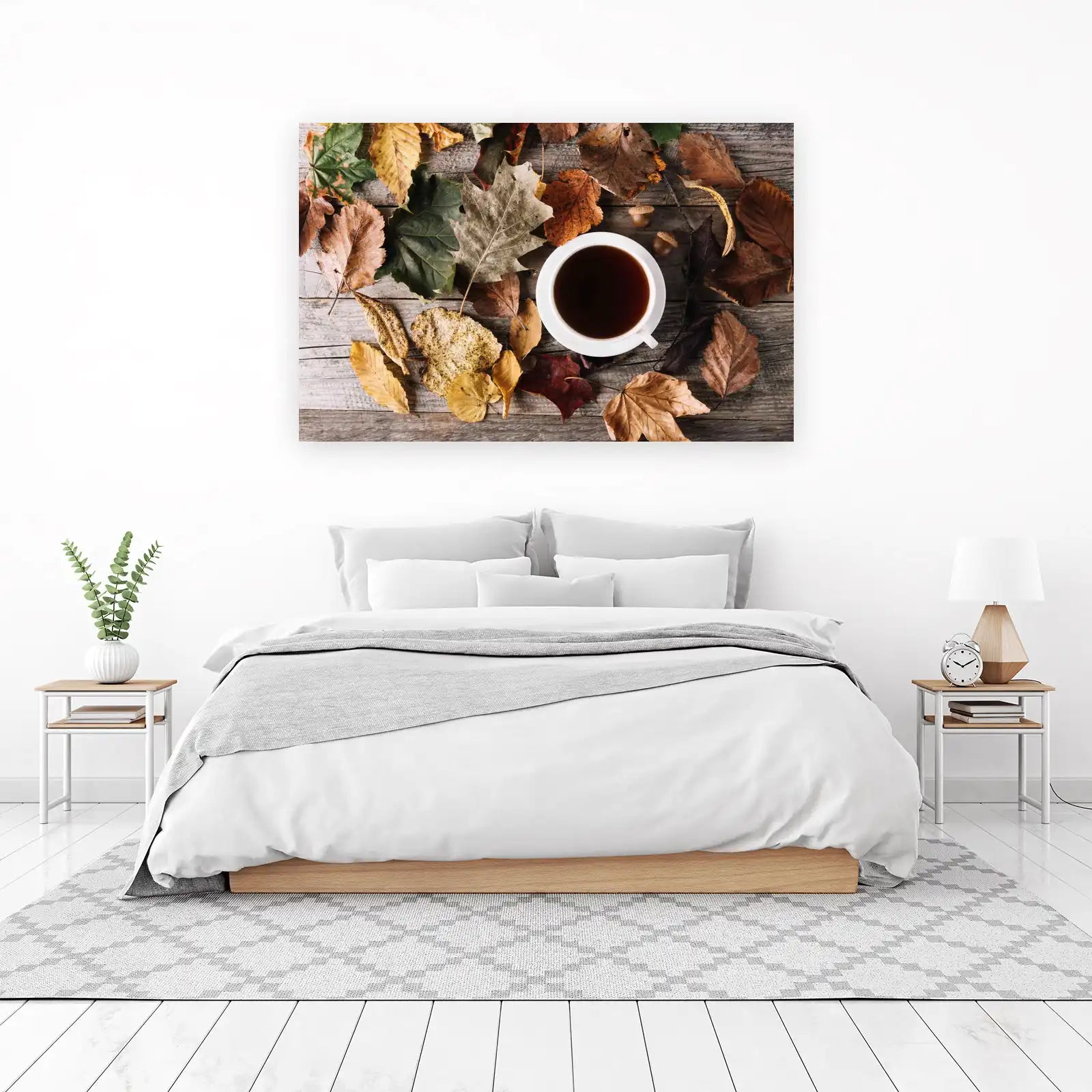 Autumn Coffee Cozy Leaves Wall Art
