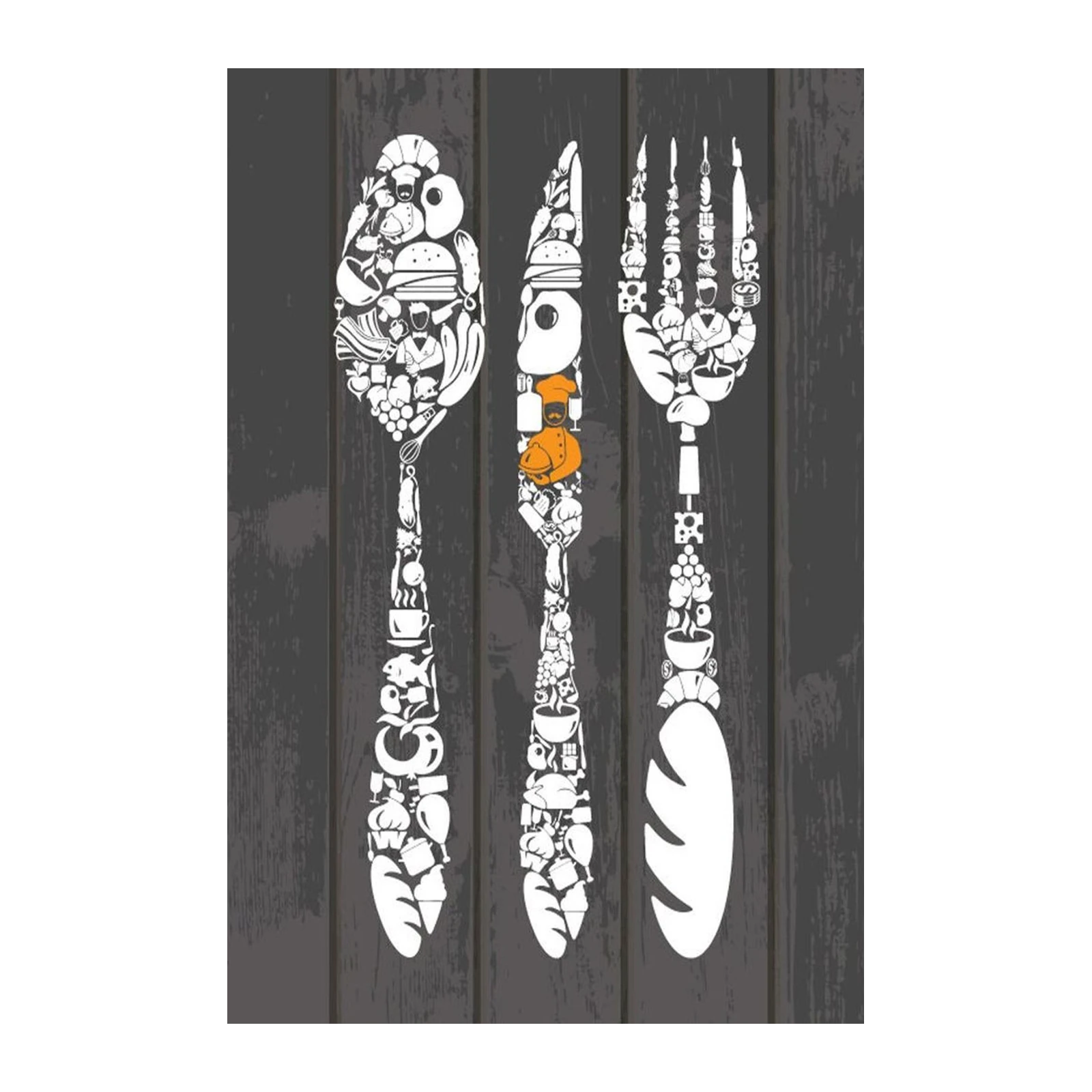 Culinary Collage Spoon, Knife, Fork Wall Art