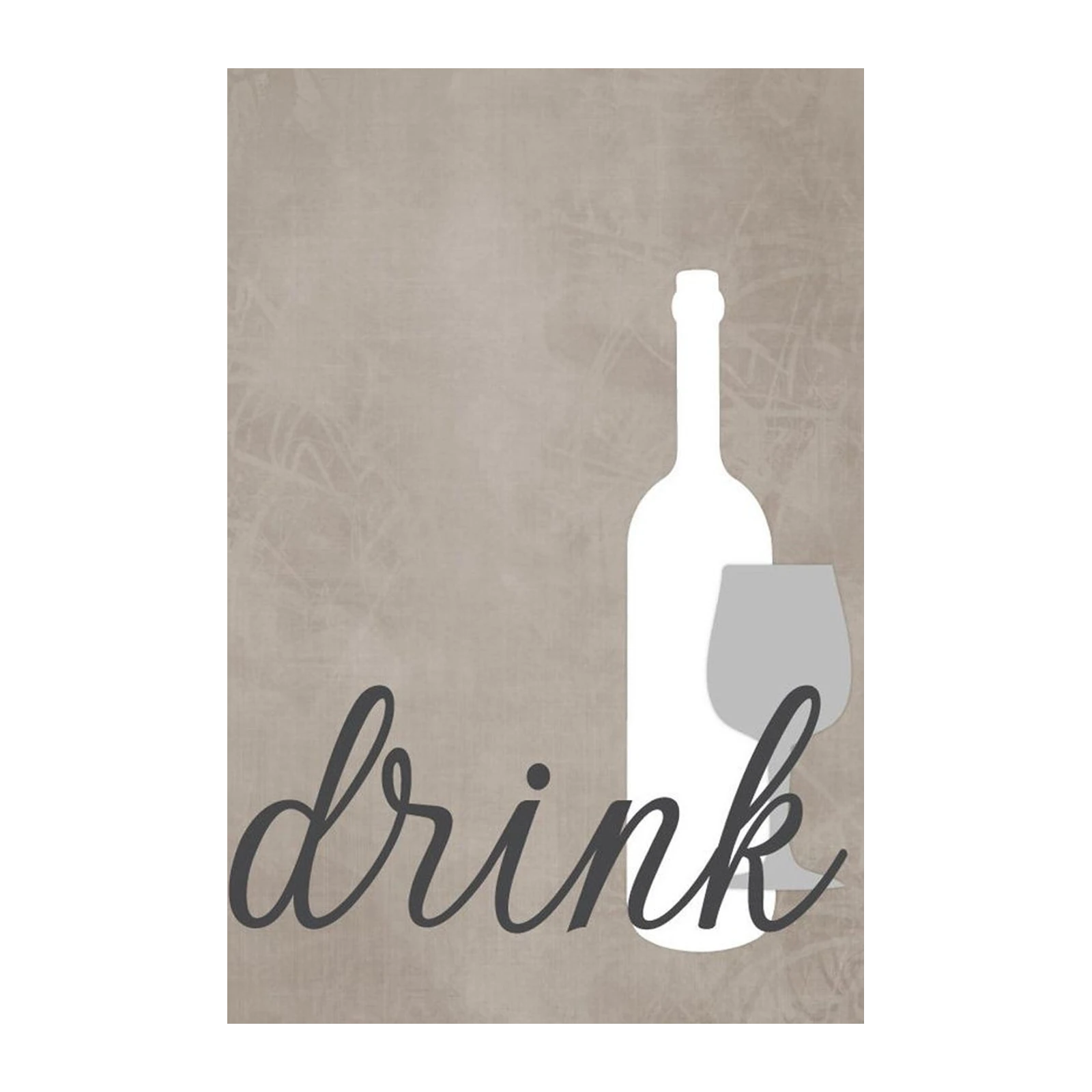 Elegant Drink Wine Bottle & Glass Wall Art